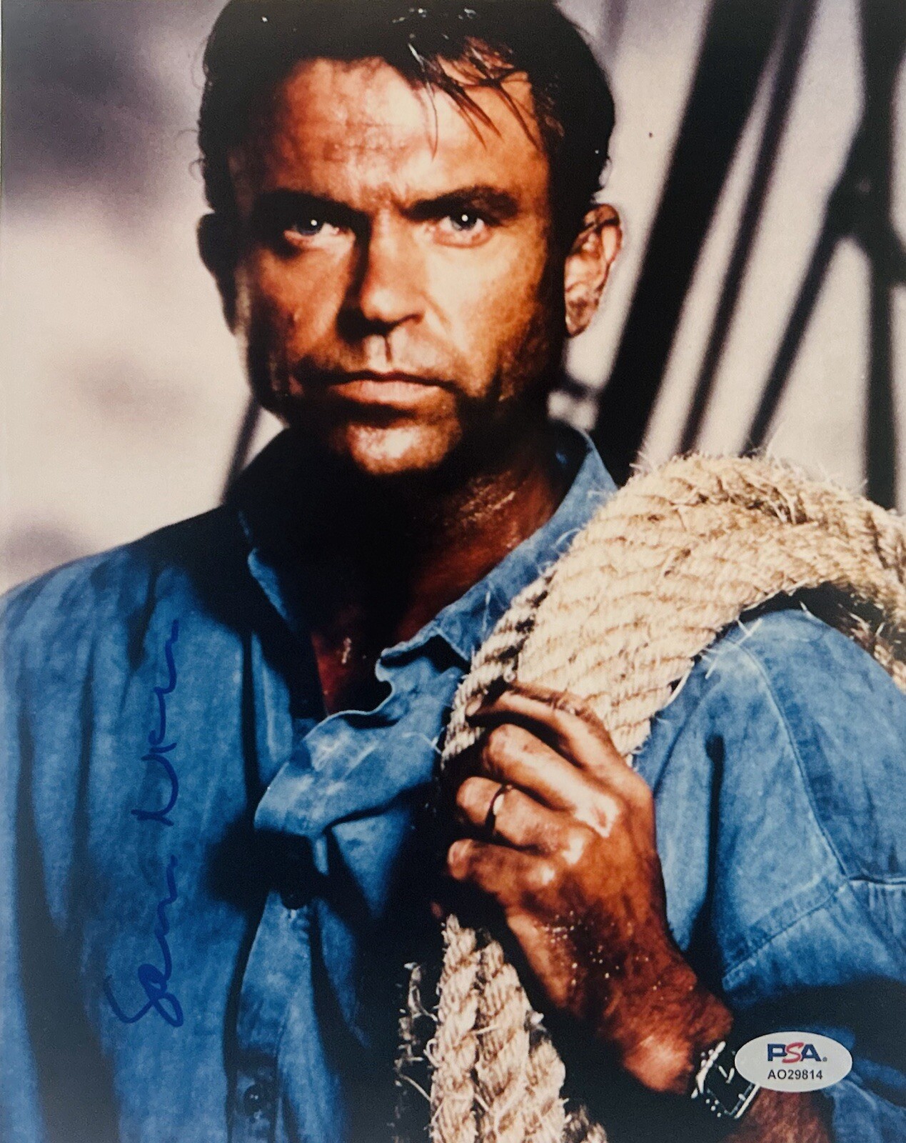 RARE PSA DNA COA Sam Neill Signed ✍️ 8×10 Jurassic Park 1993 Publicity Photo 🦖