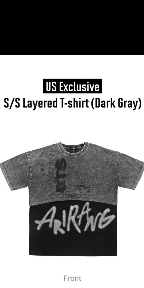 BTS Arirang World Tour US EXCLUSIVE LAYERED Dark Grey T-Shirt SMALL -MEDIUM