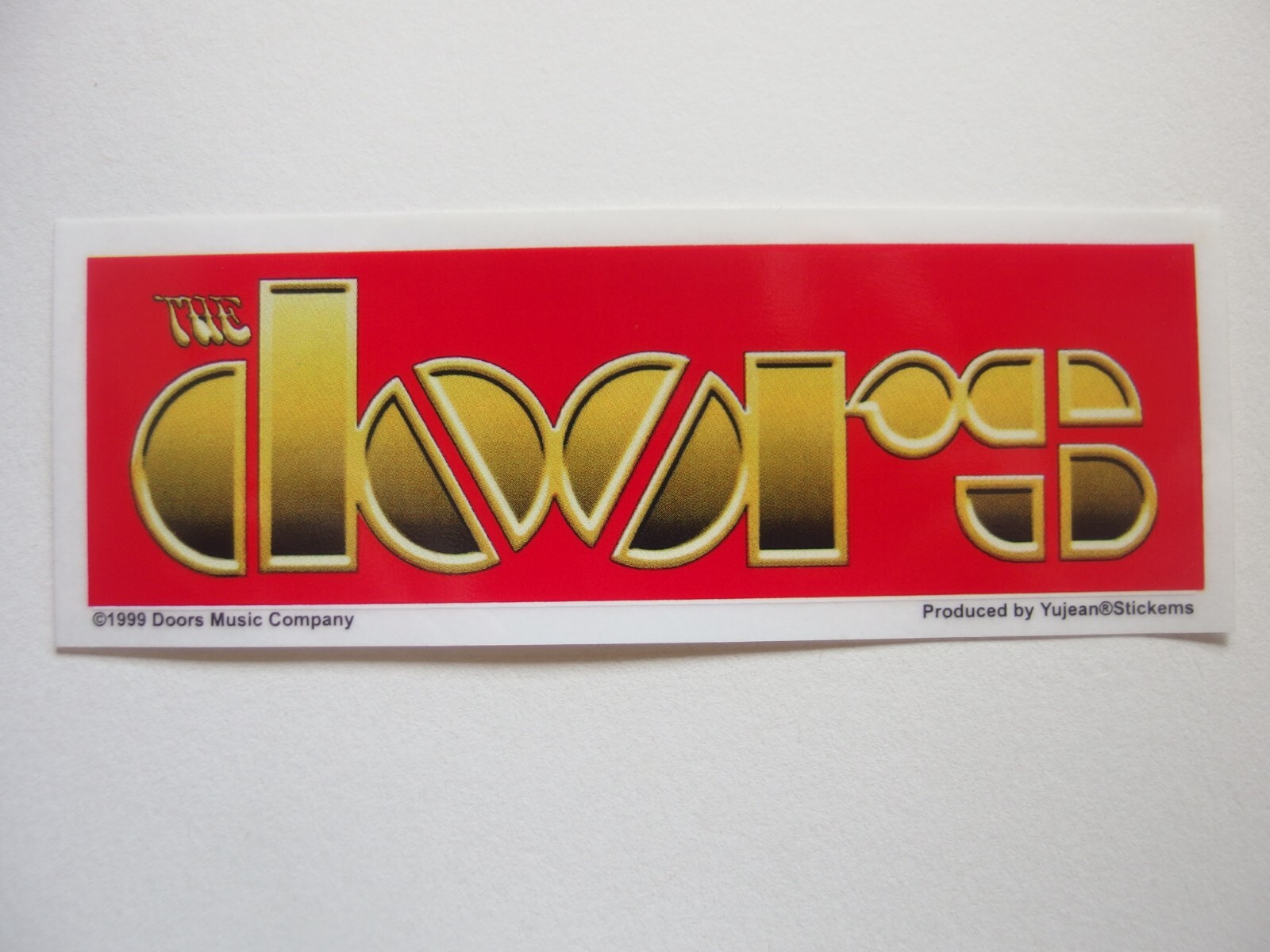 🎸 Vintage The Doors Gold Logo Sticker 1999 Red Background 6″x2.25″ Rock Band