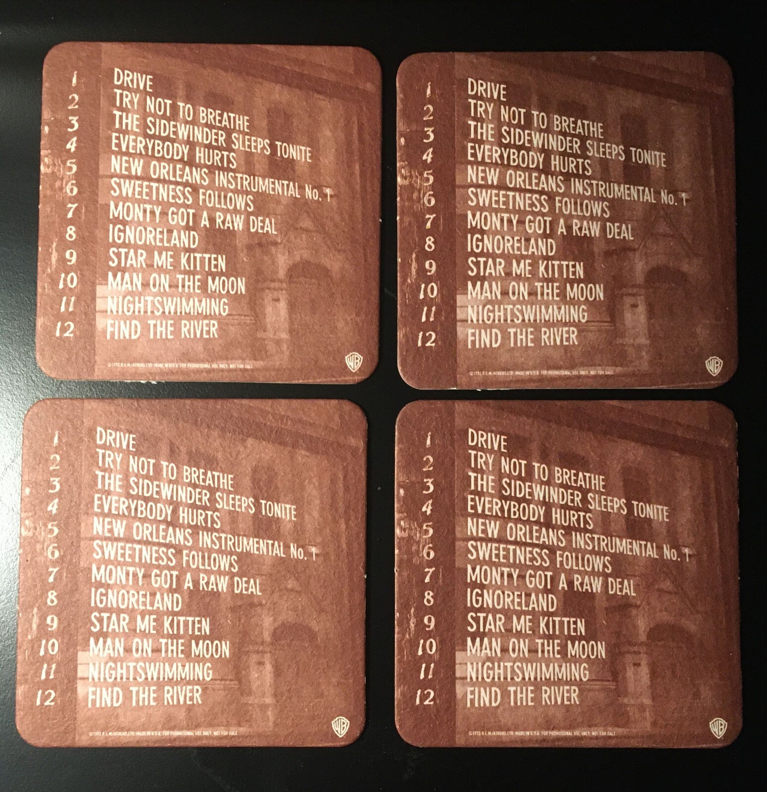 REM Automatic For The People US Promo Only 4 ” x 4″ Coasters (Set of 4)