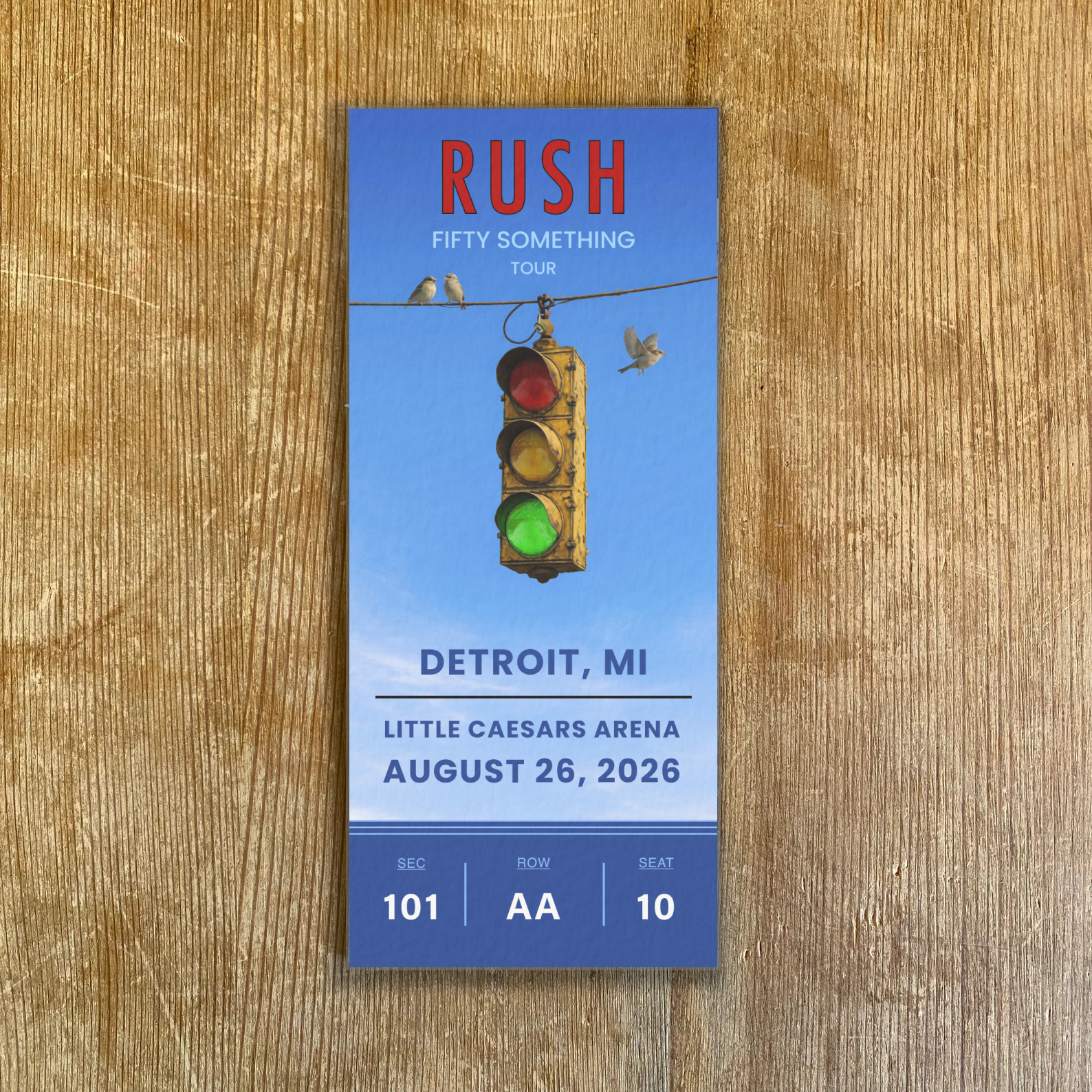 2025 RUSH Fifty Something Tour Replica Ticket Stub Customizable Any Seat or Show