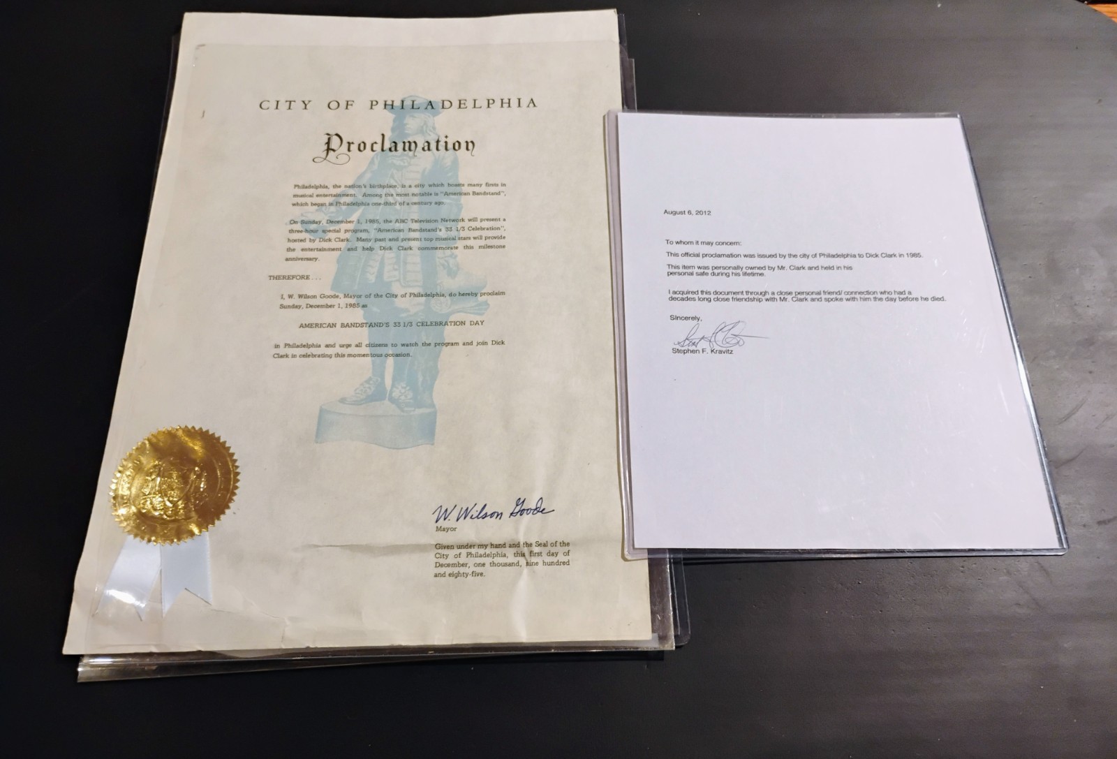 Dick Clark American Bandstand Day Philadelphia proclamation 1985 Wilson Goode