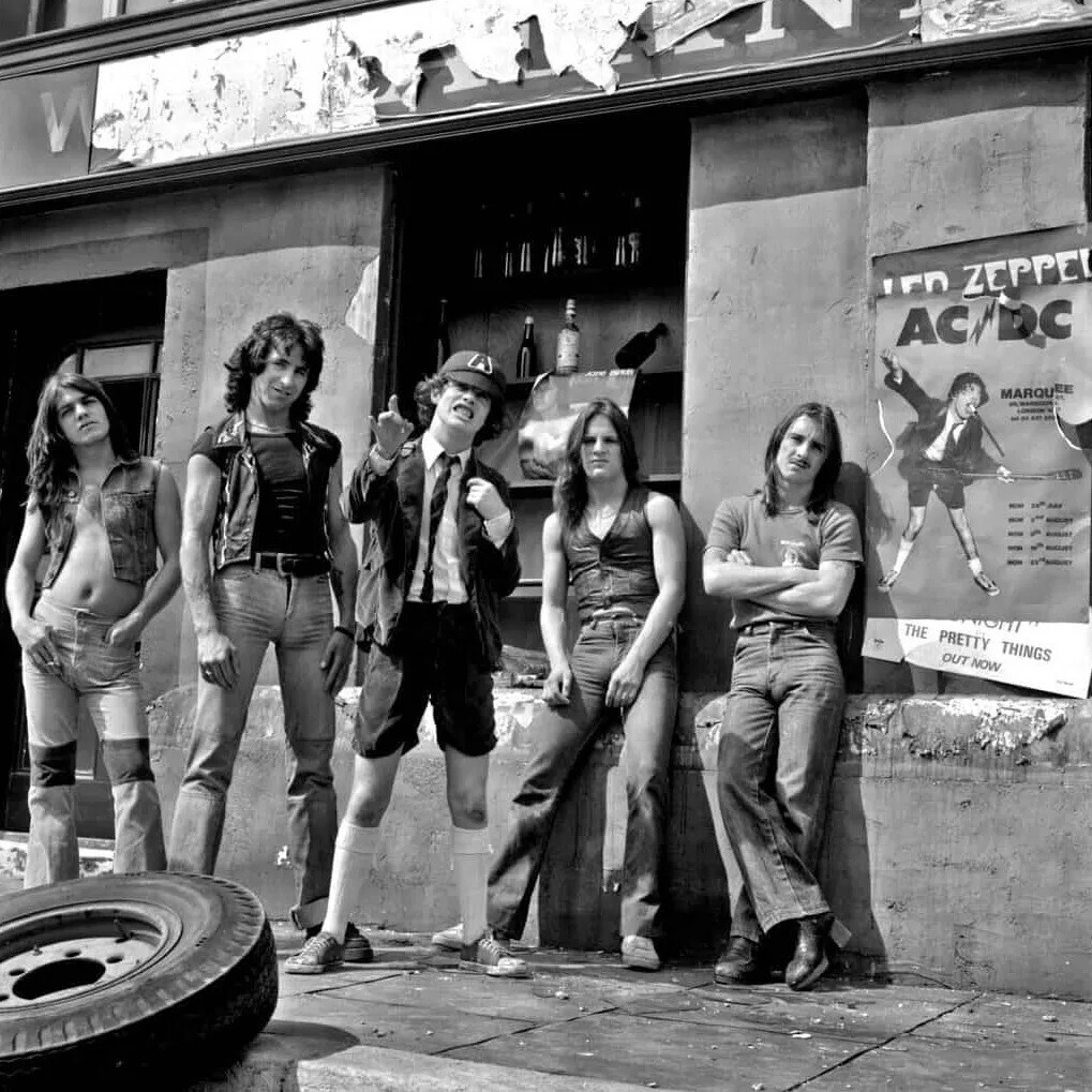 Rock And Roll group Acdcd Posing Outside The Bar 8×10 PHOTO PRINT