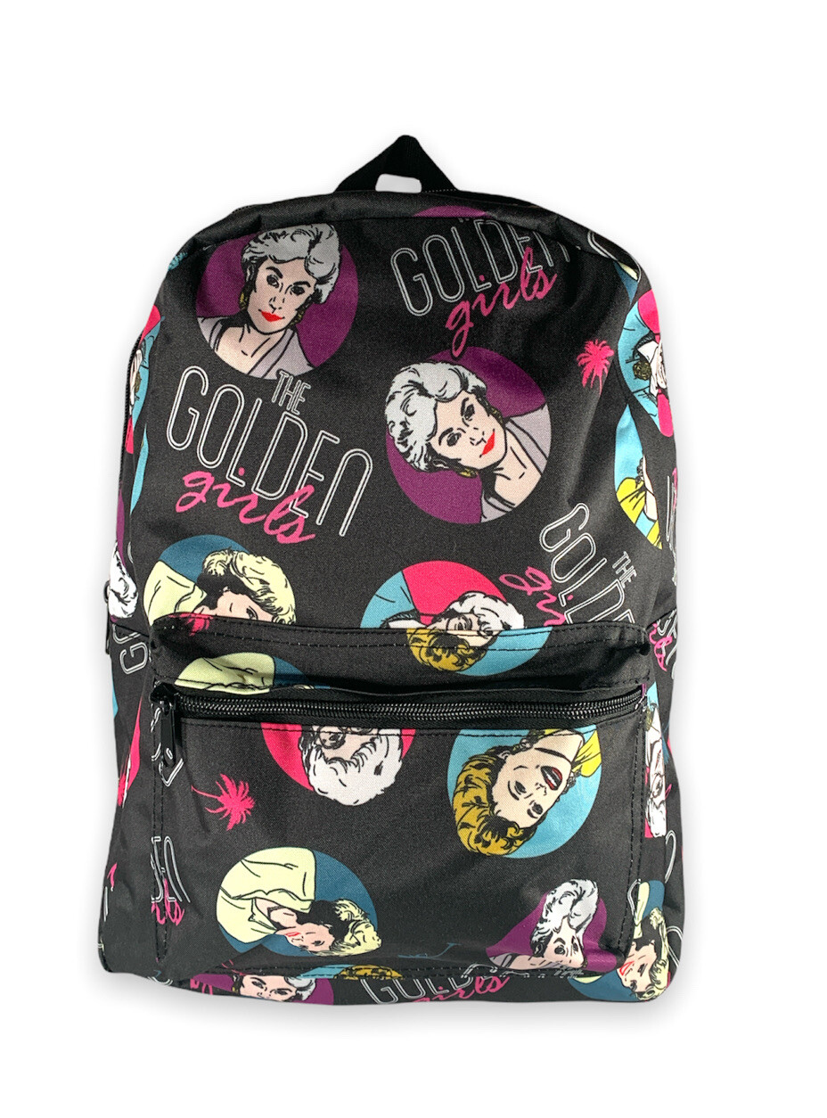 The Golden Girls TV Show Pop Art Black Canvas 16 inch Backpack NEW