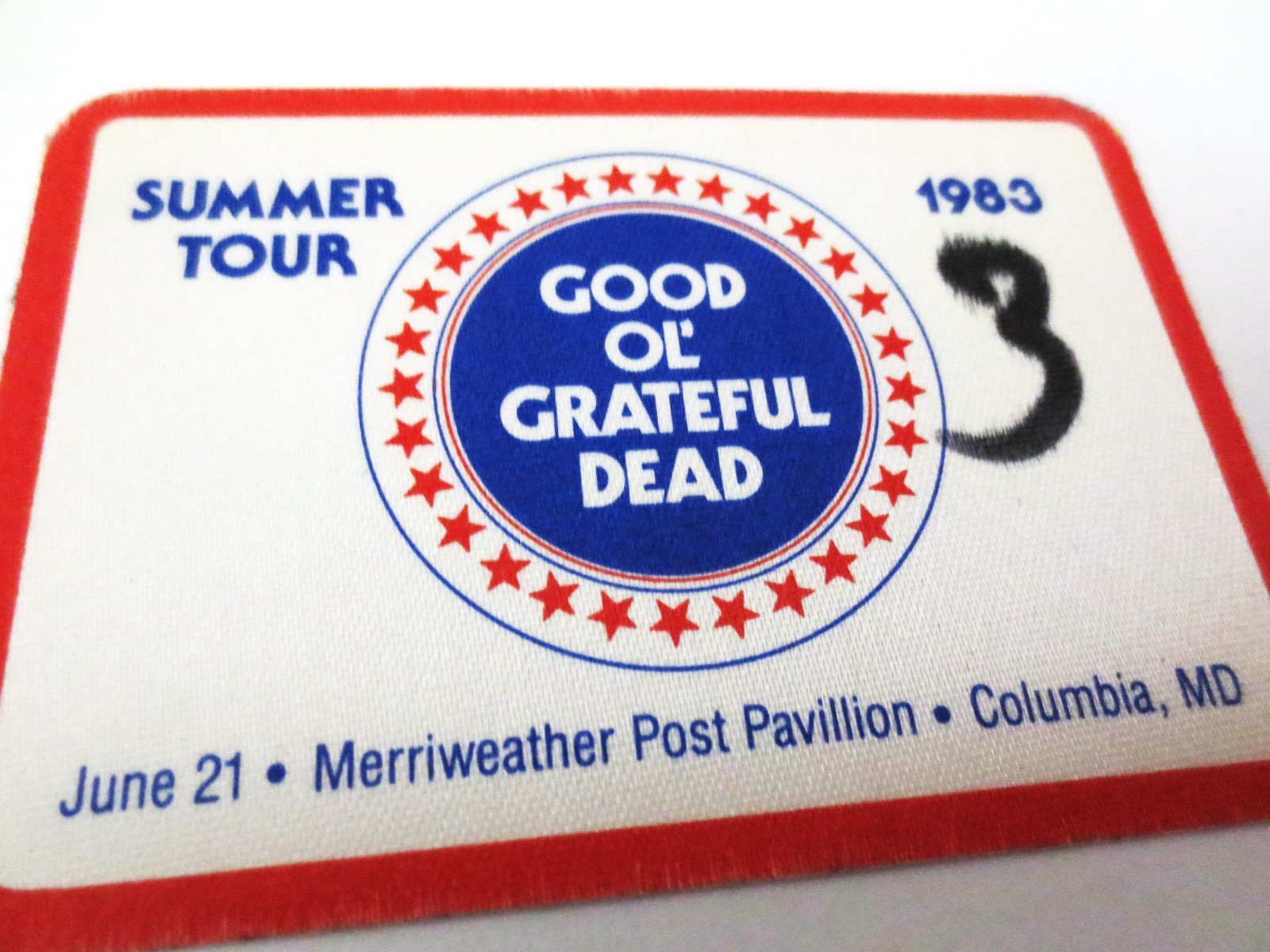 Grateful Dead Backstage Pass Merriweather Columbia Maryland MD 6/21/83 6/21/1983