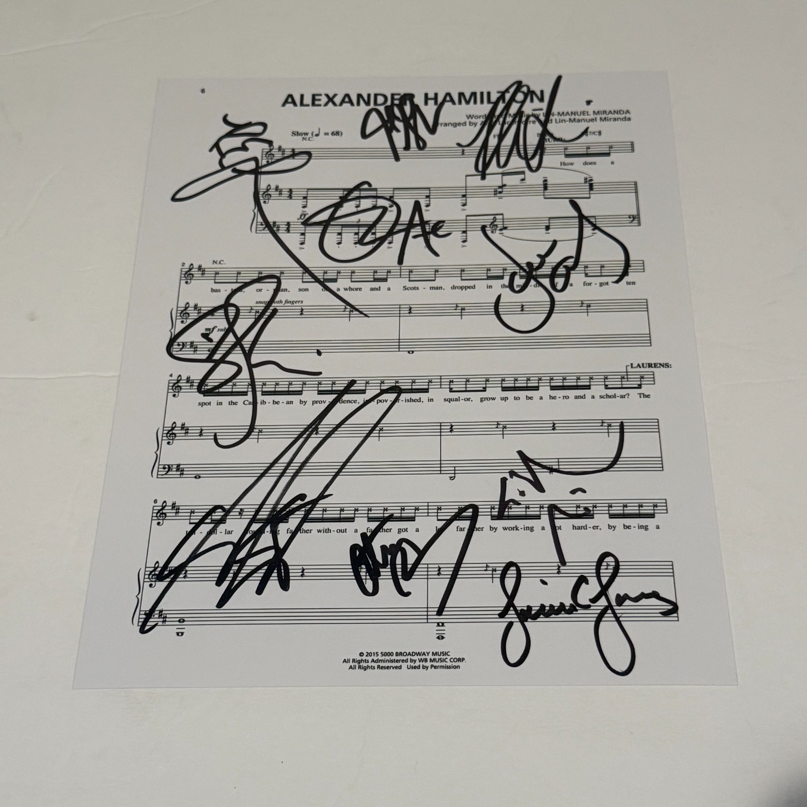 Hamilton Signed Music Lyric Sheet – Lin-Manuel Miranda/Original Cast Members