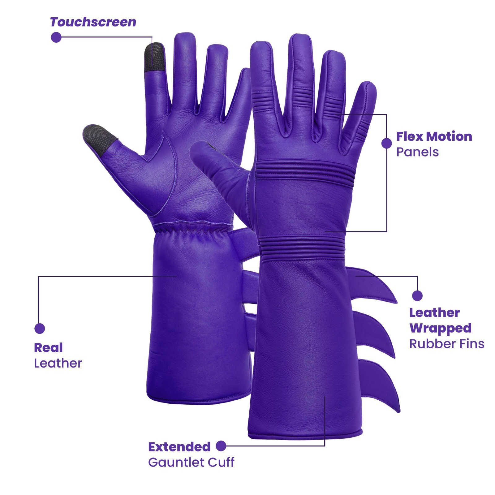 Batman Returns Blue Leather Gauntlet Gloves Michael Keaton Cosplay Rubber Fins