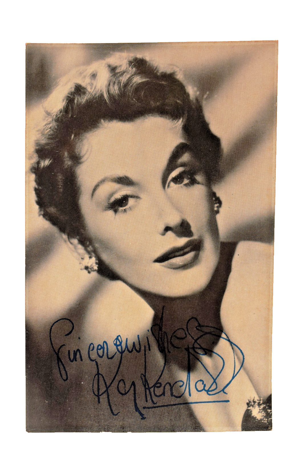 Vintage Kay Kendall Signed Portrait Postcard 5.5×3.5 in Film Star Autograph UK