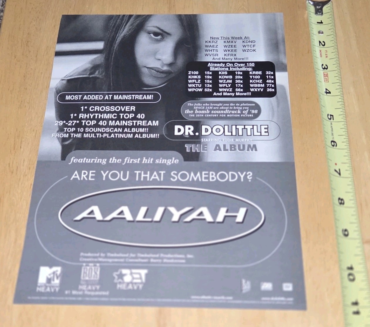 Aaliyah Are You That Somebody R&B Soul – HYPE PROMO RADIO TRADE AD Poster 8.5×11