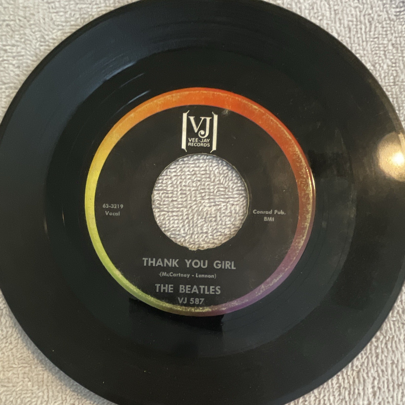 The Beatles Vee-Jay Records VJ 587 45 RPM Single Thank You Girl / Secret
