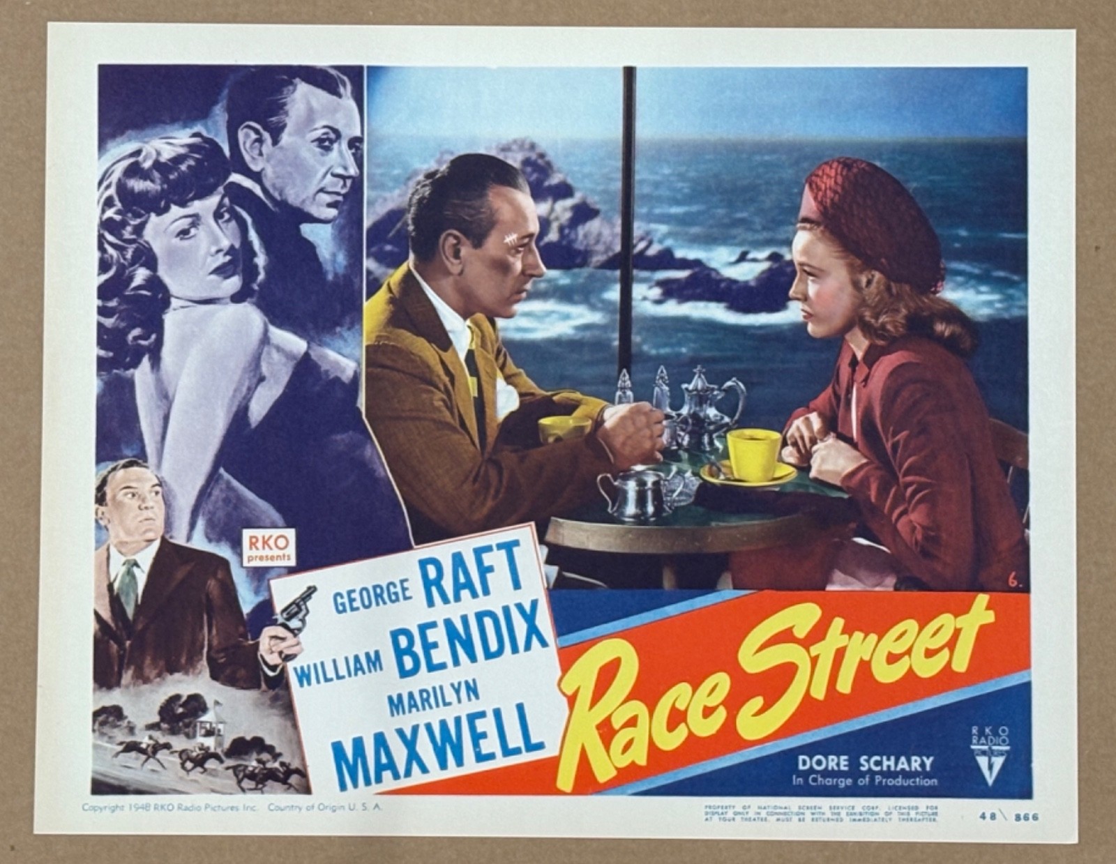 RACE STREET ‘48 GEORGE RAFT TALKS TO PRETTY MARILYN MAXWELL CLASSIC FILM NOIR LC