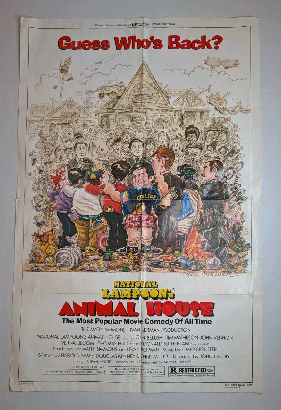 NATL LAMPOONS ANIMAL HOUSE 1979 R79 One Sheet JOHN BELUSHI 27×41 Original Re Pri