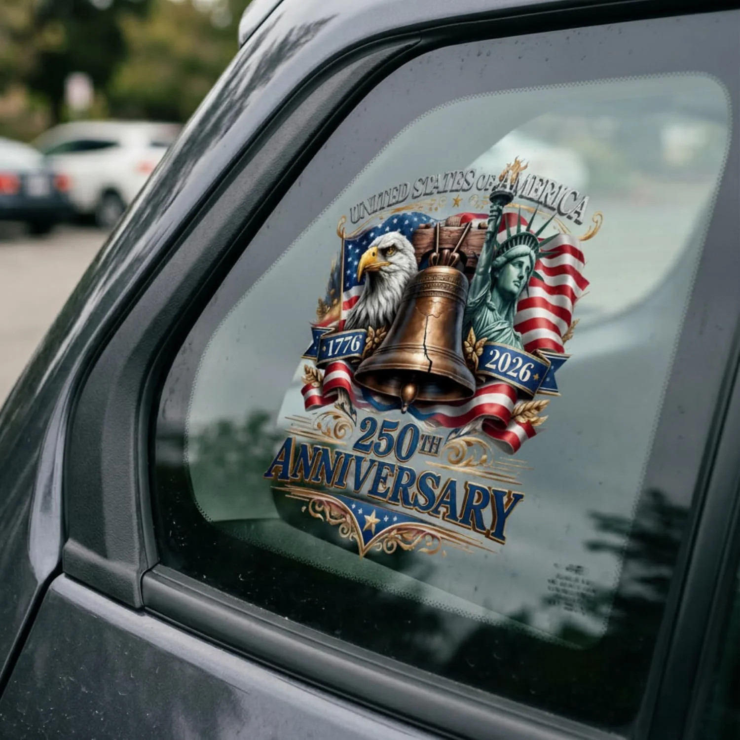 2pcs Car Window Stickers and Decals, USA 250th Anniversary Window Decal for Vehi