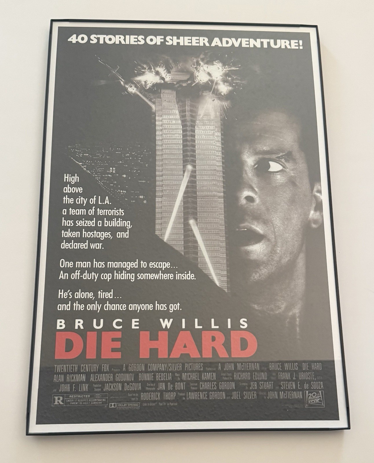 Die Hard (1988) Glass Framed 12×18 Original Movie Poster Bruce Willis