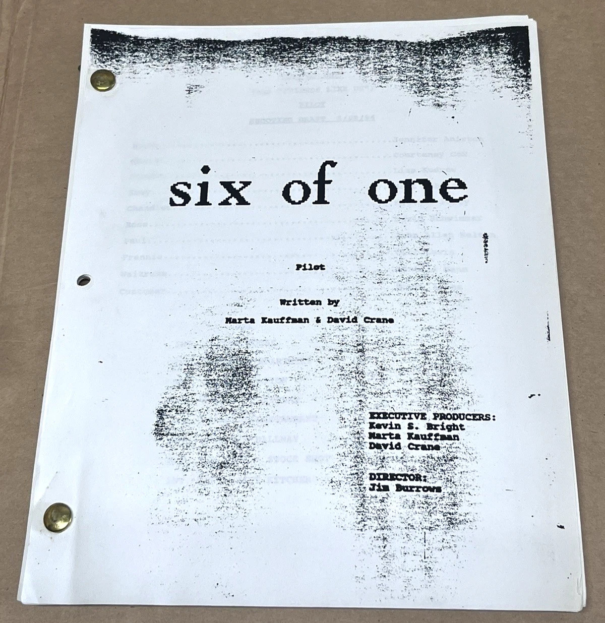 1994 Friends TV Sitcom Pilot Episode Original Script Six of One Television Rare
