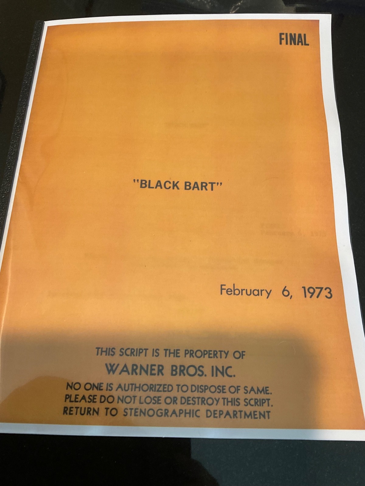 100th Anniversary! Classic Mel Brooks script BLAZING SADDLES – 1974