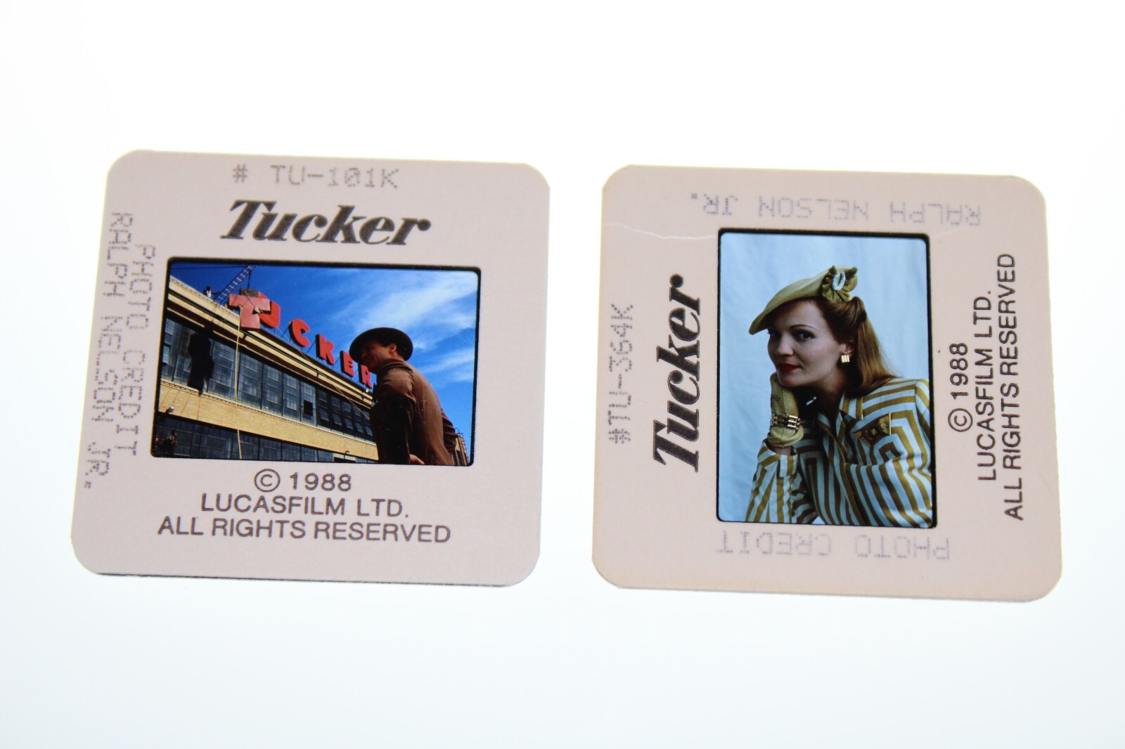 TUCKER – 2 press kit slides Jeff Bridges Joan Allen Francis Ford Coppola RARE