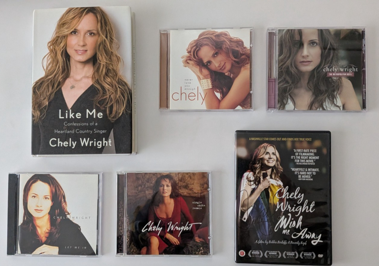 Chely Wright Lot – 4 CDs + SIGNED Wish Me Away DVD + SIGNED Like Me (2010) Book