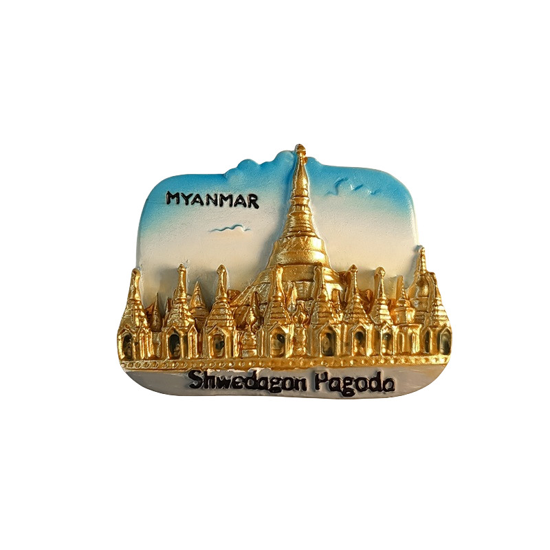 SHWEDAGON PAGODA MYANMAR Resin 3D Fridge Magnet Souvenir Travel Gift Kitchen