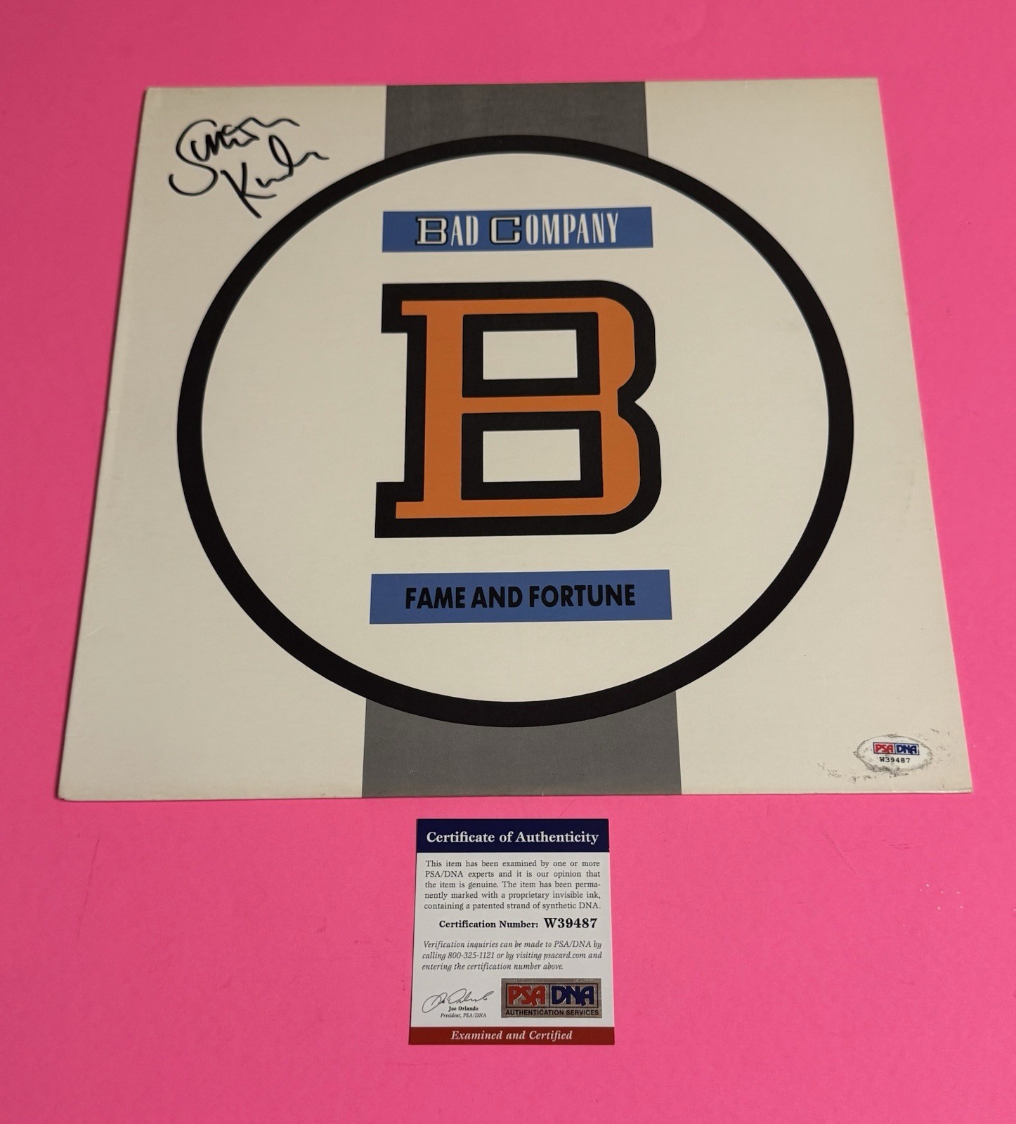 SIMON KIRKE BAD COMPANY SIGNED FAME & FORTUNE VINYL RECORD COVER *PSA DNA COA*