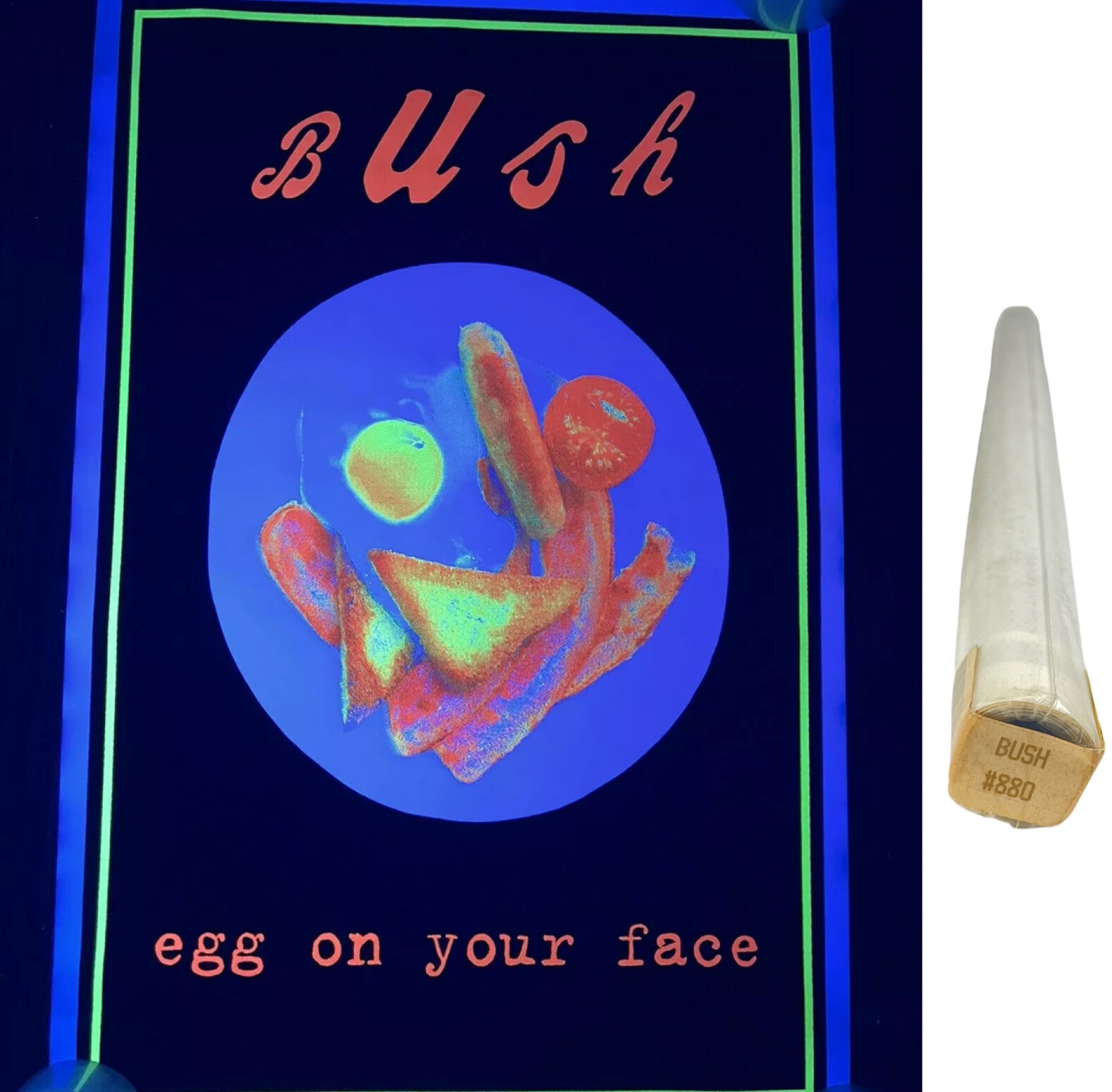 Vintage 1996 Bush Rock Egg On Your Face Blacklight 35″x23” Poster Gavin Rossdale