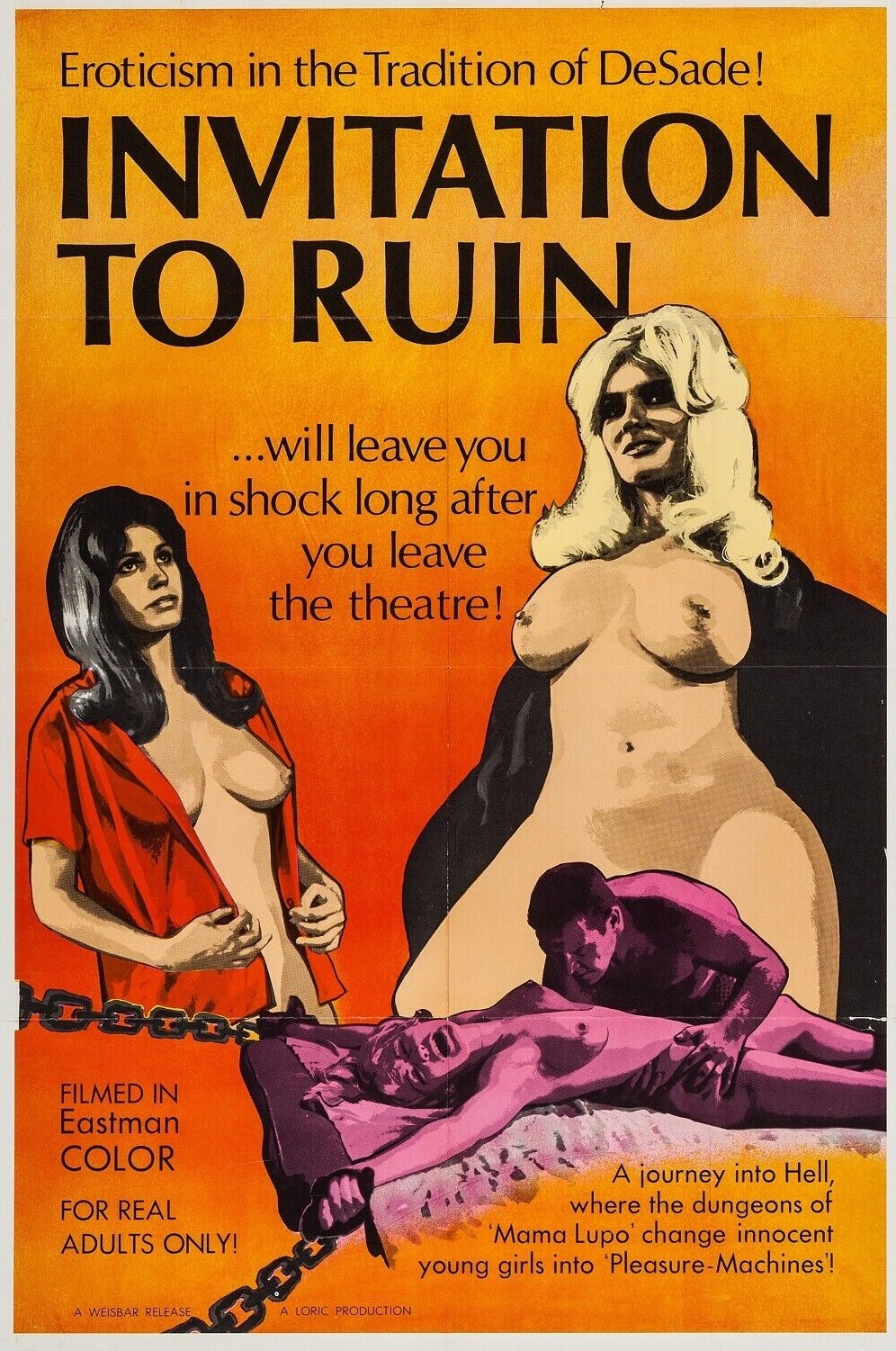 INVITATION TO RUIN Movie Poster RARE Exploitation White Slave trade