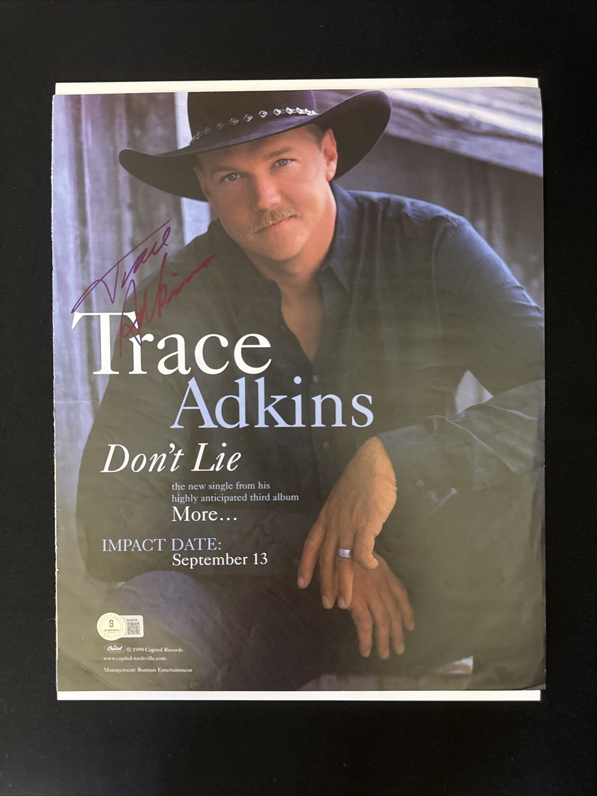 Trace Adkins Don’t Lie Rare Original Radio Promo Poster Ad Signed Beckett COA