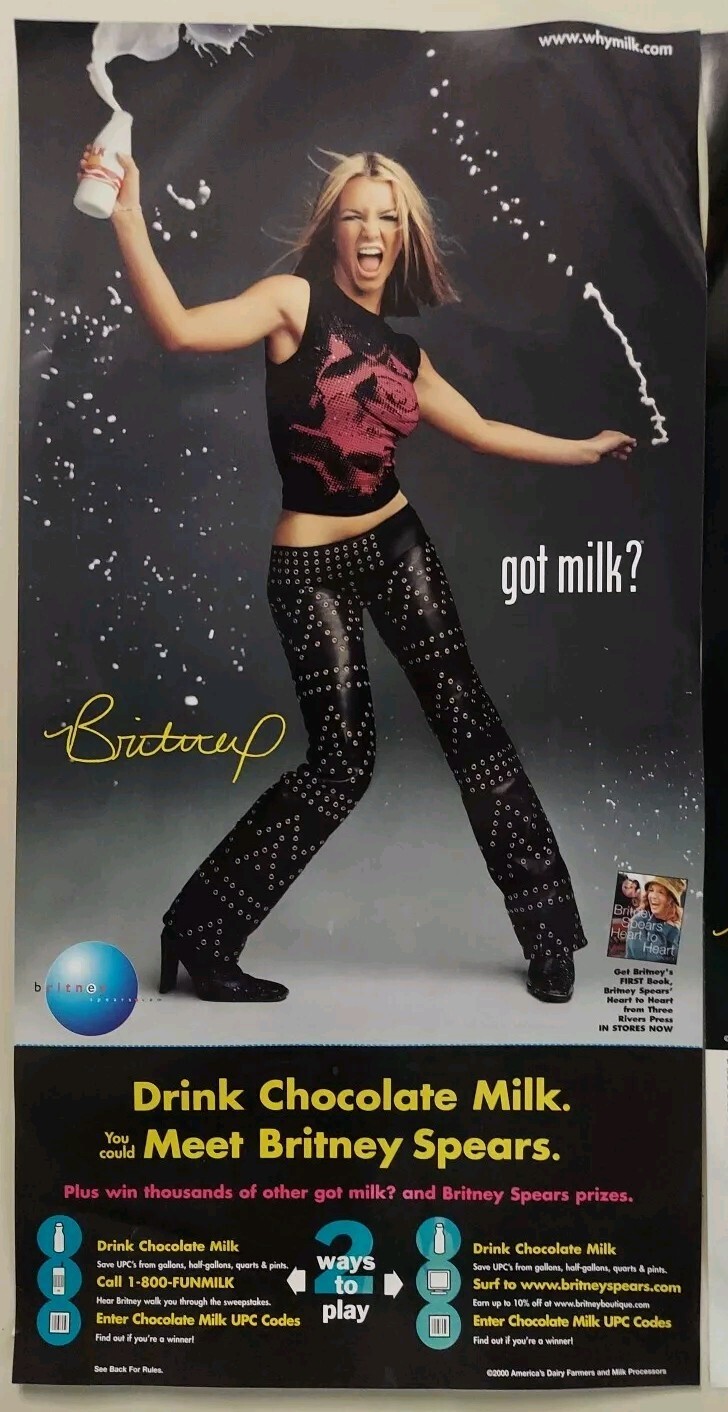 2 Britney Spears Got Milk Posters Advertising Vintage New Old Stock