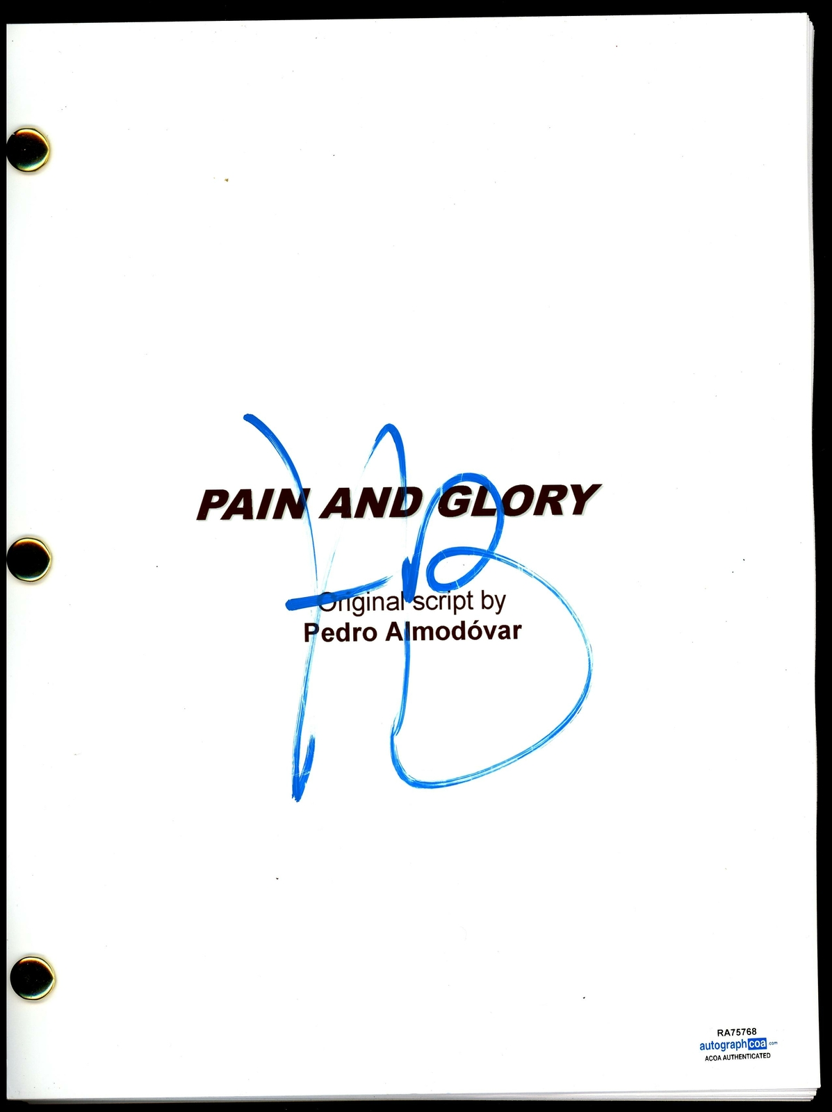 Antonio Banderas “Pain and Glory” AUTOGRAPH Signed Complete Script Screenplay