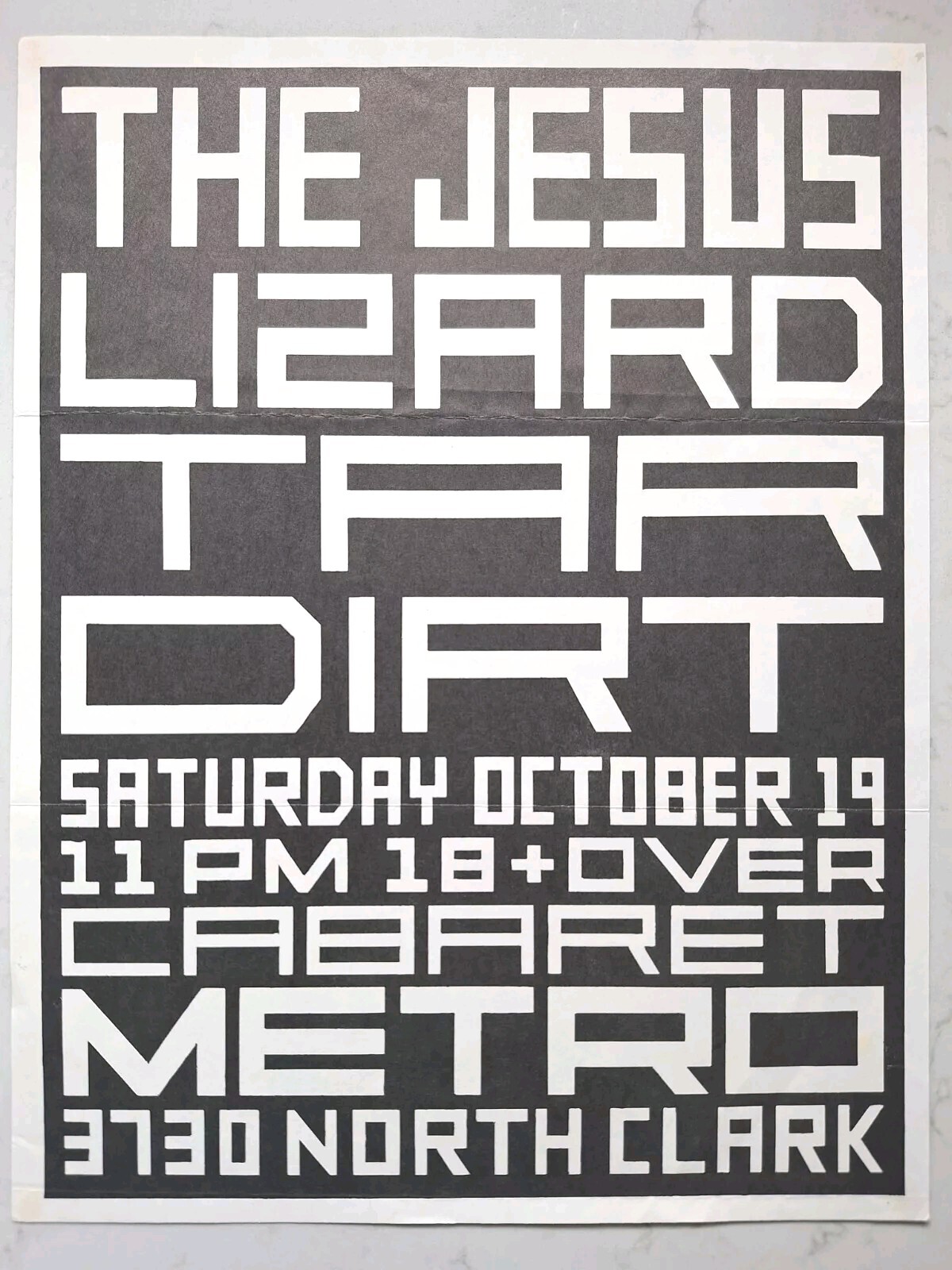 The Jesus Lizard – Original Show Flier Tar Dirt Caberet Metro Chicago 1991