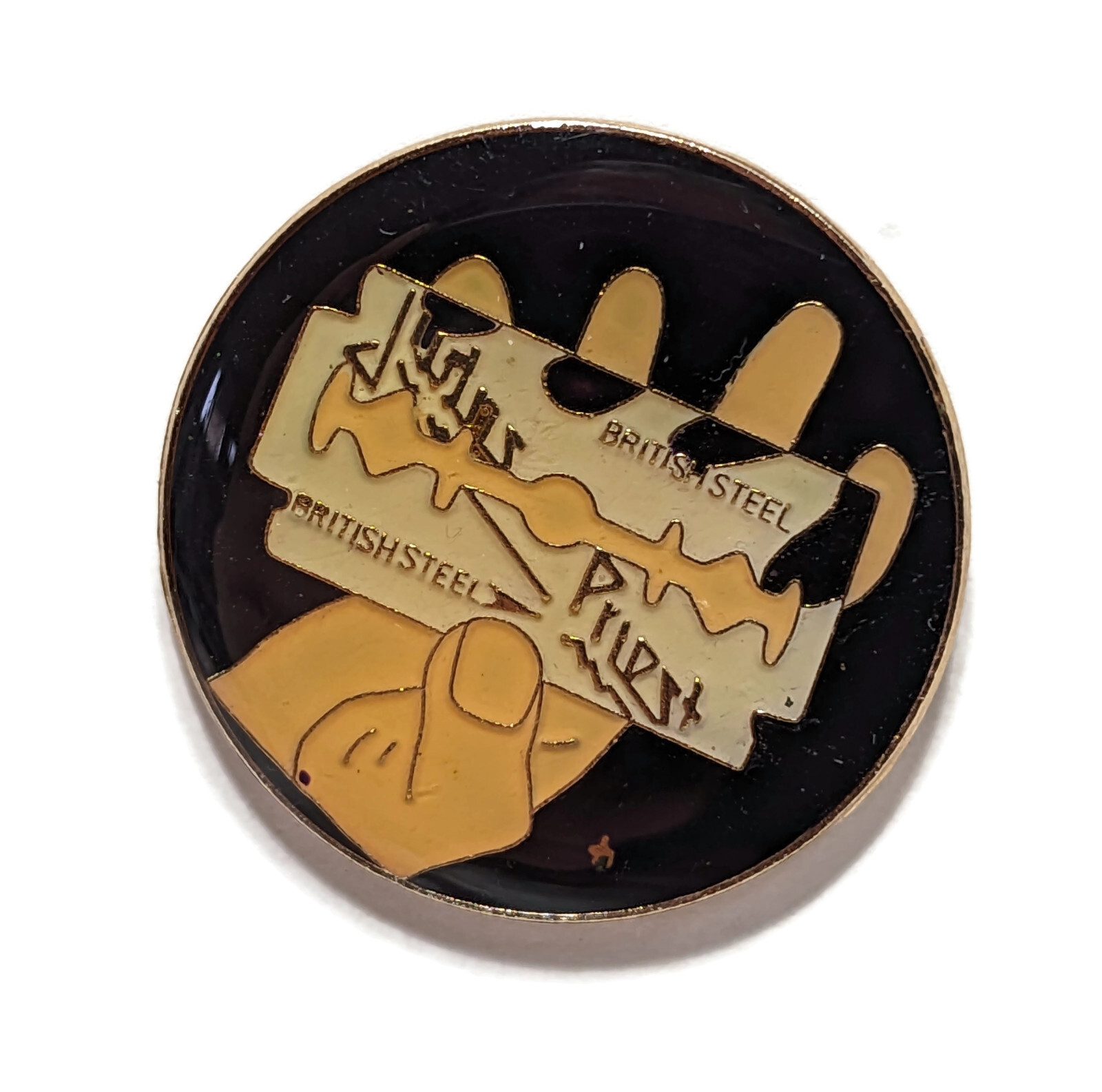1980’s Vintage Judas Priest British Steel 1″ Metal Enamel Lapel Pinback Hat Pin