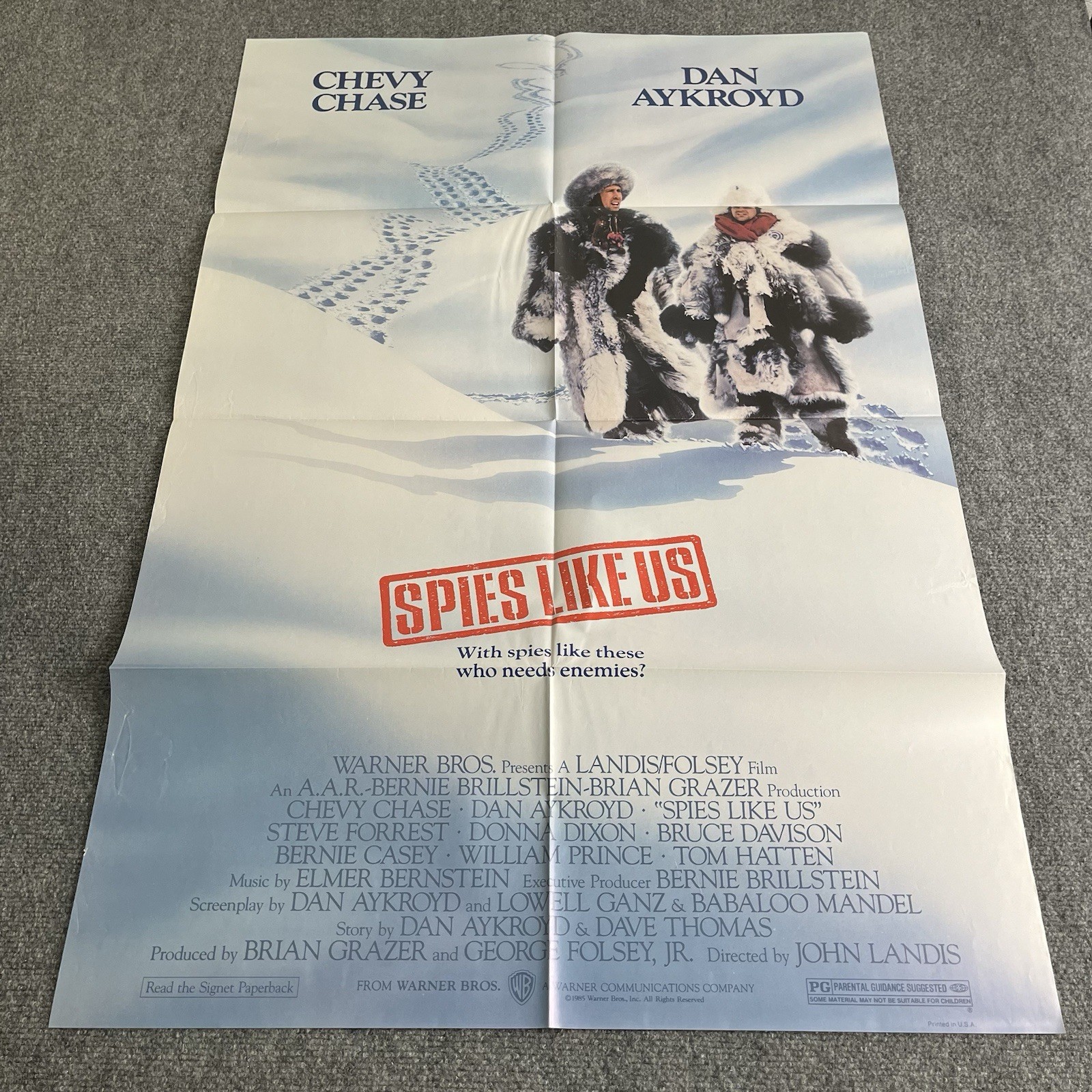 Original 1985 Spies Like Us Movie Poster One Sheet Folded Chevy Chase Vintage