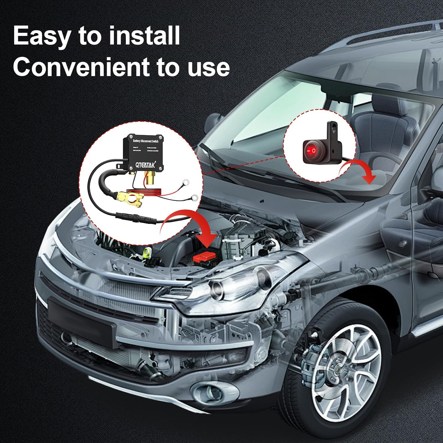 12V 250A Battery Disconnect Switch Kill Switch, Prevent Battery Drain for Car Tr