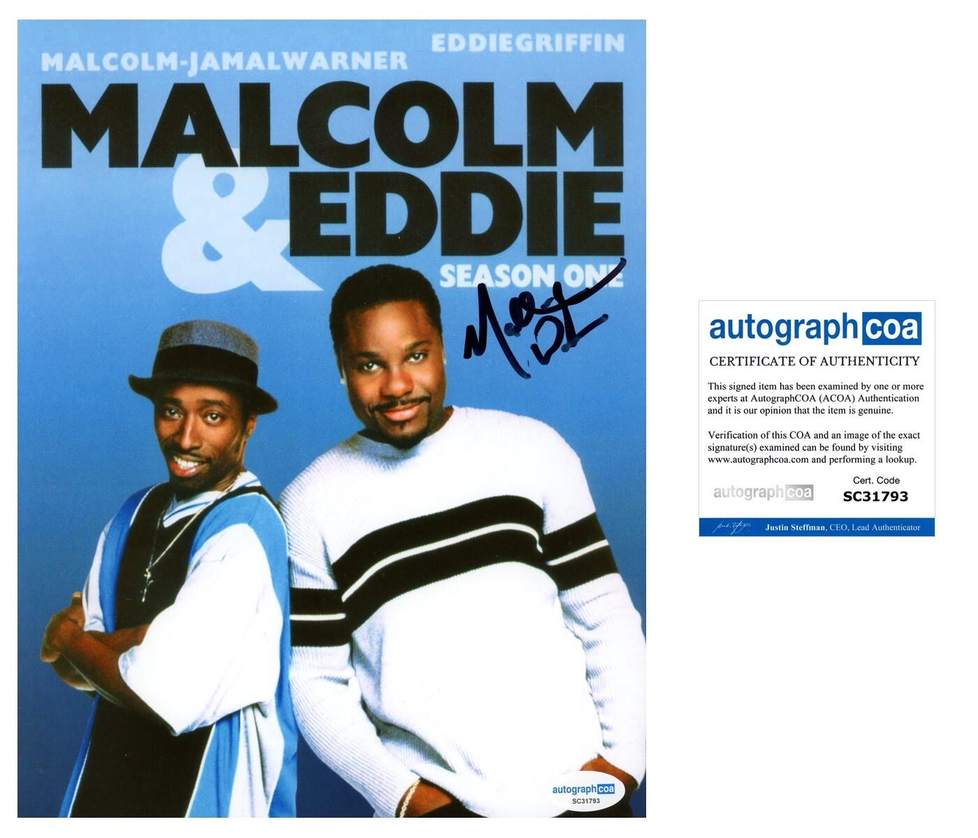 Malcolm-Jamal Warner ‘Malcolm & Eddie’ Signed Autograph 8×10 Photo ACOA