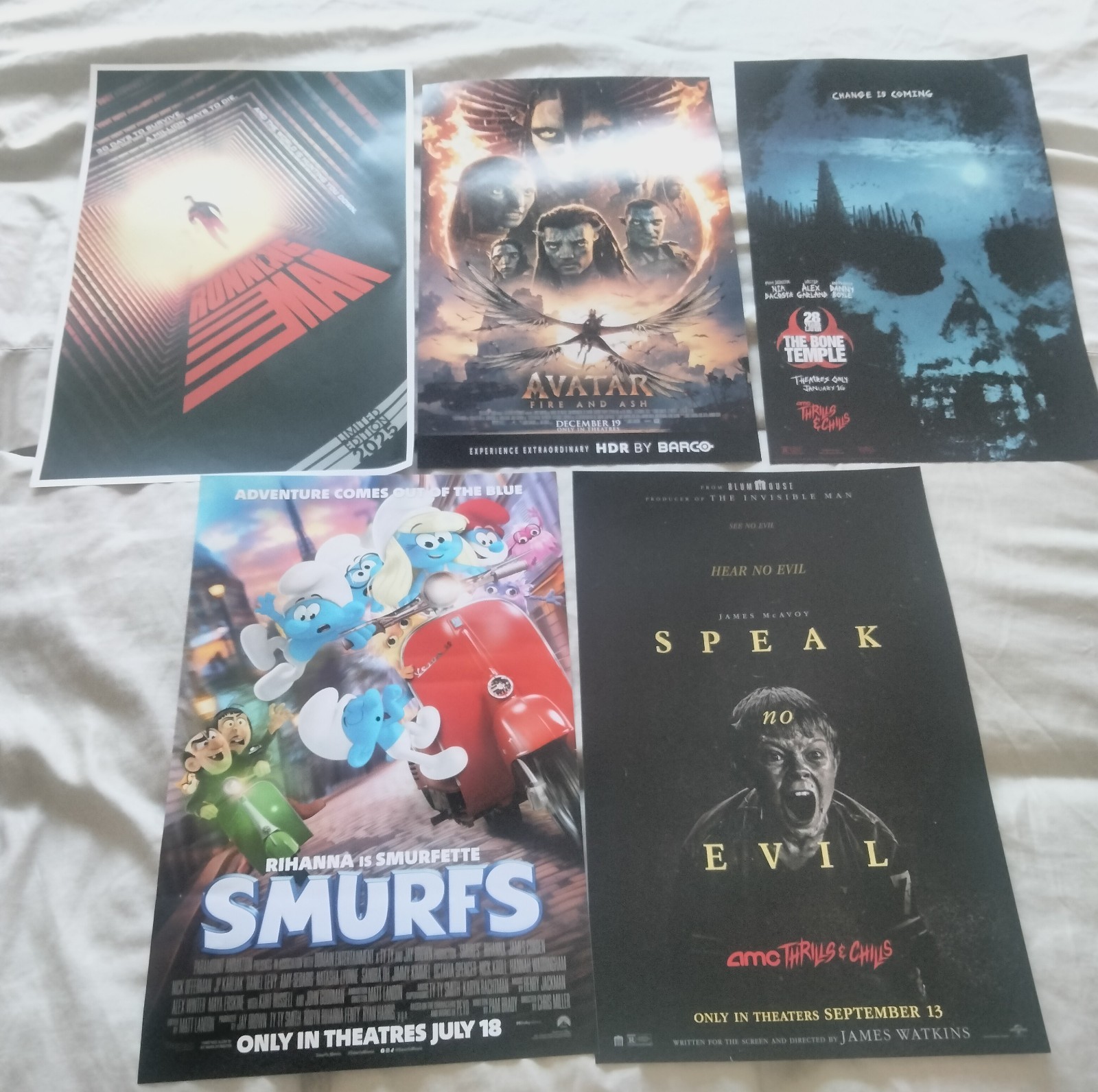 11×17 Movie Poster Lot Avatar, Running Man, Smurfs, Speak No Evil, 28 Years Late