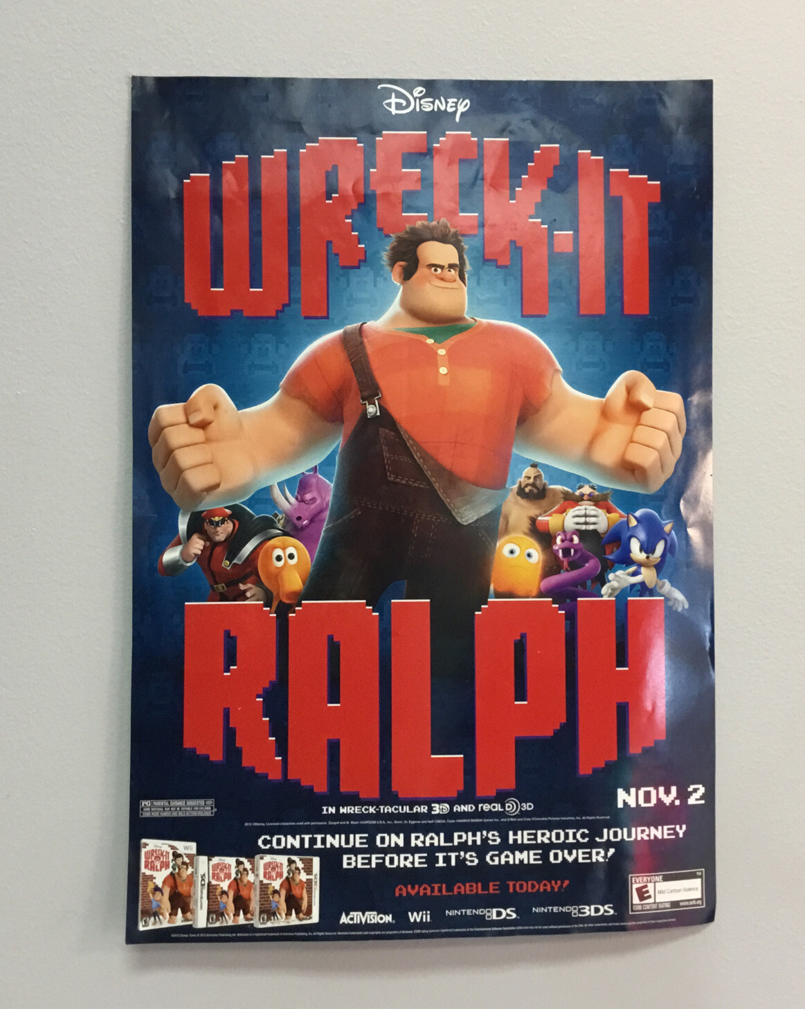 2012 Comedy Video Game Disney Art Print Poster Wall Decor “Wreck It Ralph”