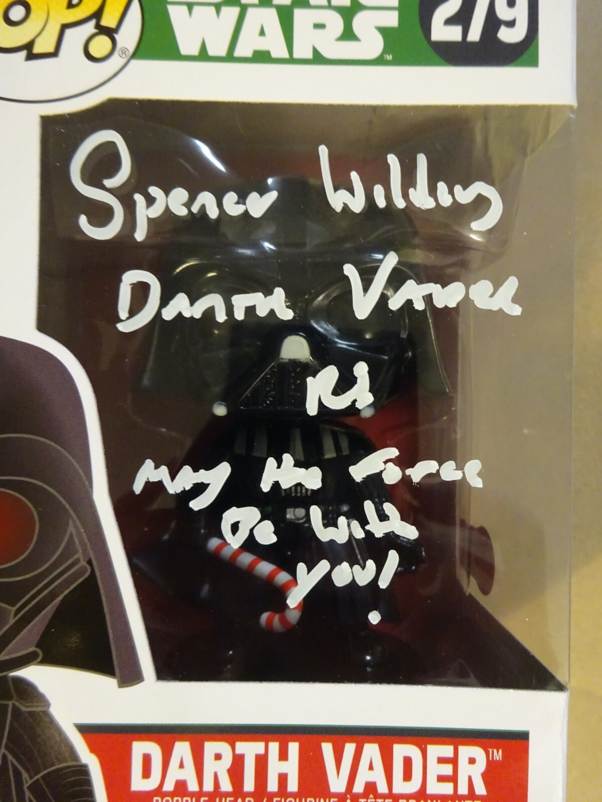 Signed Spencer Wilding Autographed Star Wars Darth Vader #279 Funko Pop BAS COA