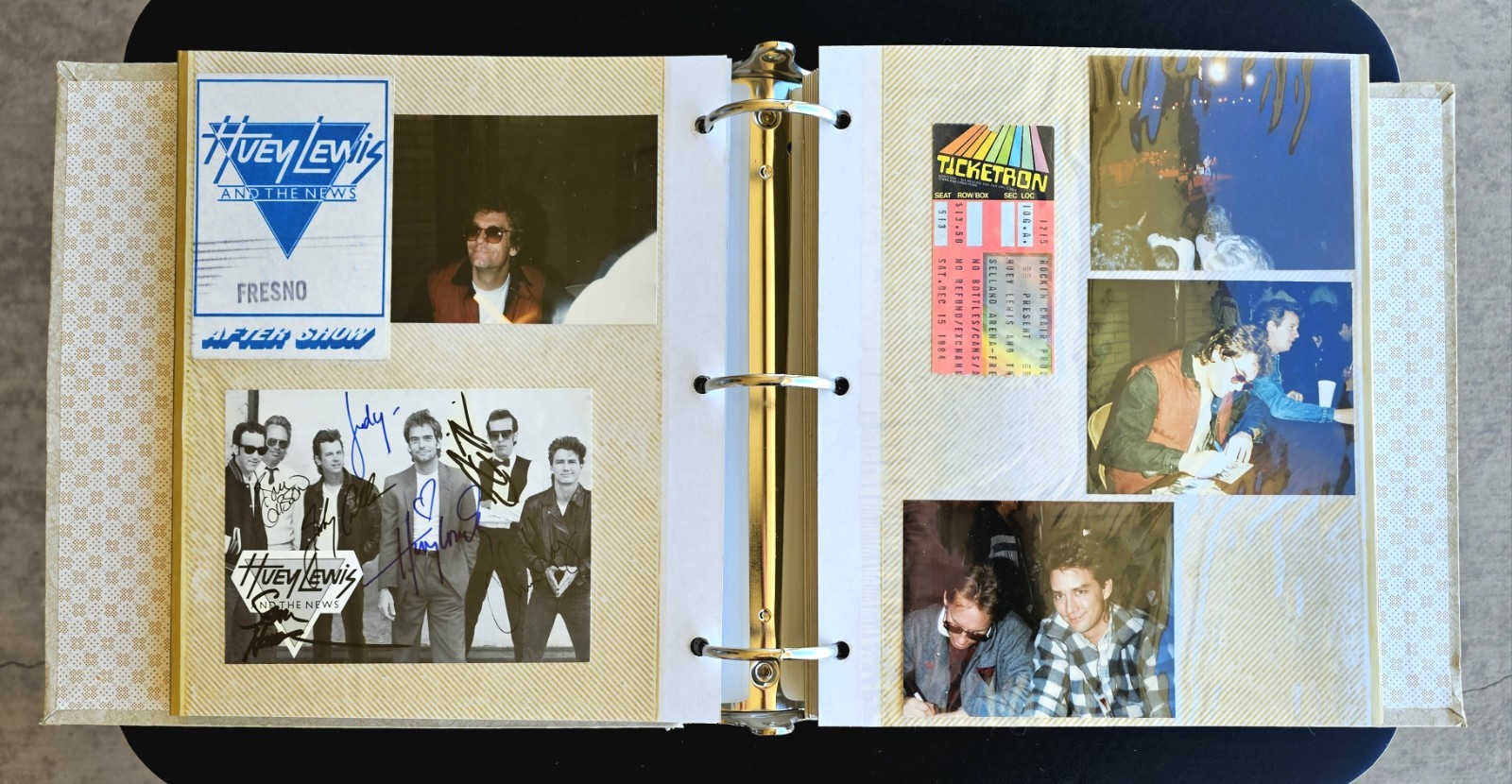 HUEY LEWIS & THE NEWS Fan Scrapbook Band AUTOGRAPHED Photo Ticket Stubs Clipping