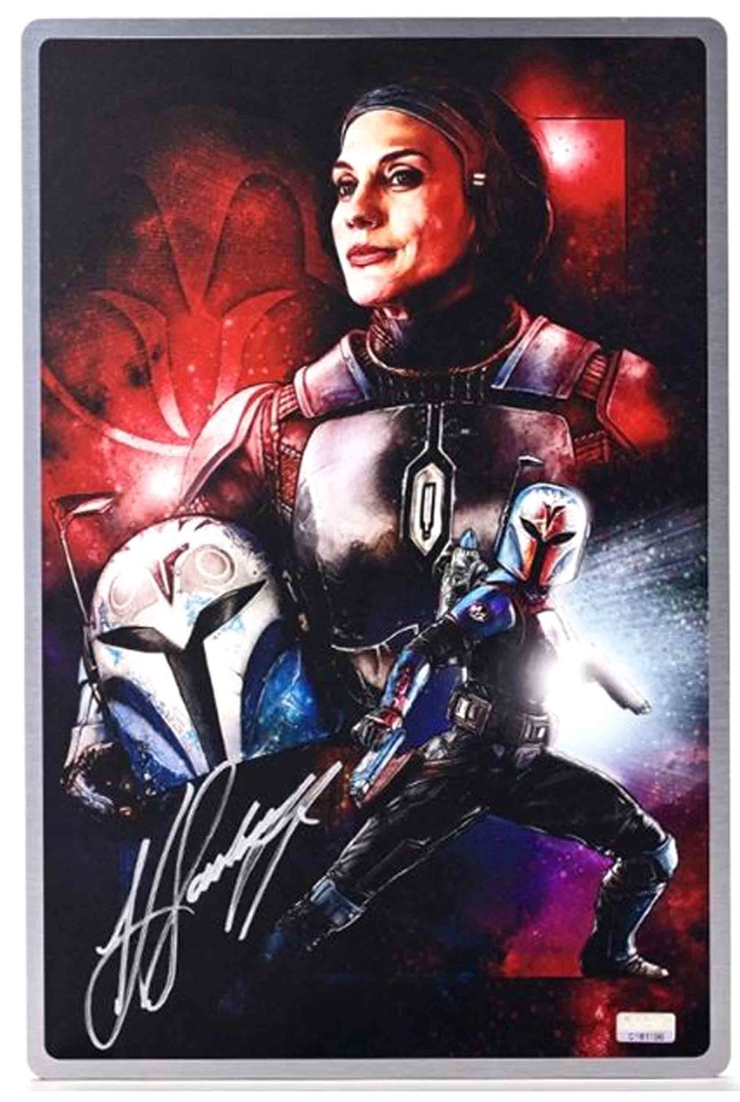 Mandalorian Bo-Katan Kryze Katee Sackhoff Autograph 9×13 Metal Panel Corbyn Kern