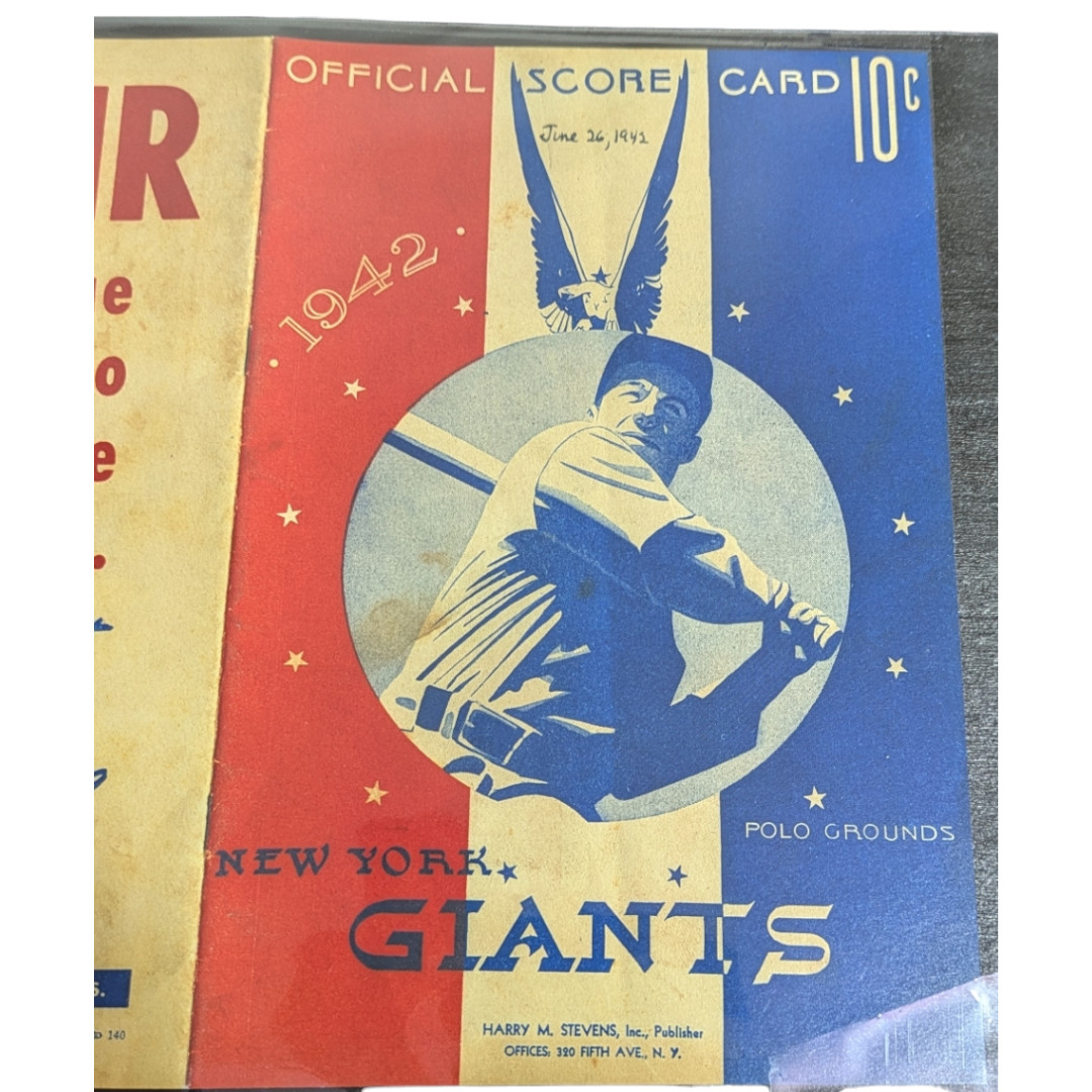 RARE 1942 Game Program Ticket BROOKLYN Dodgers In Plastic Sleeve Vintage