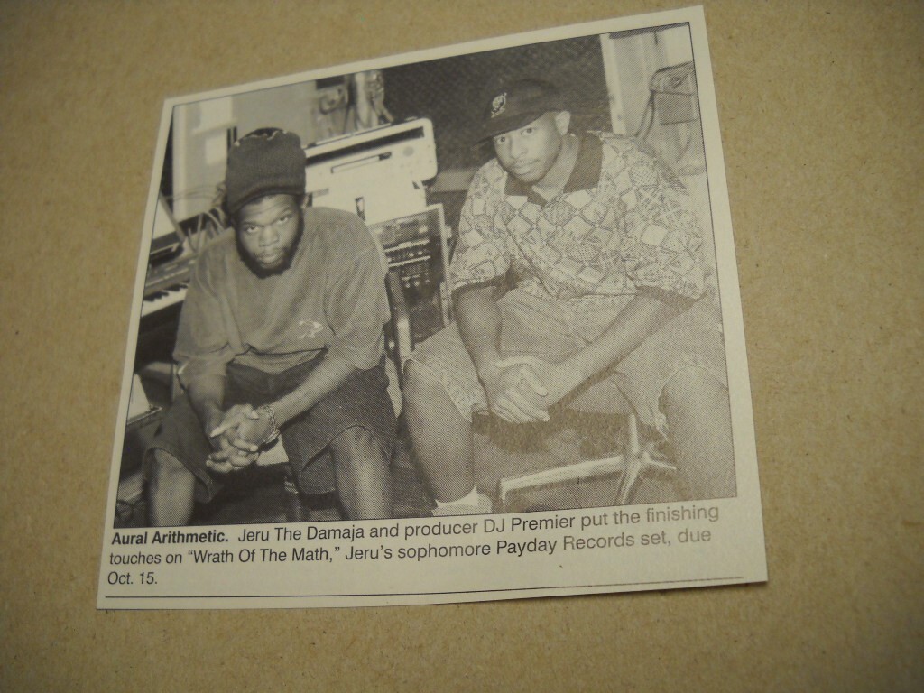 JERU THE DAMAJA with DJ PREMIER original 1996 music biz promo pic/text