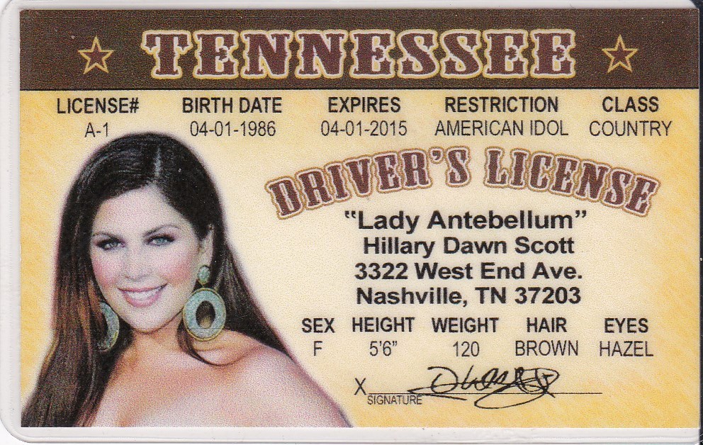 Tennessee Contry Music fun Novelty Drivers License – – fun fake i.d. card