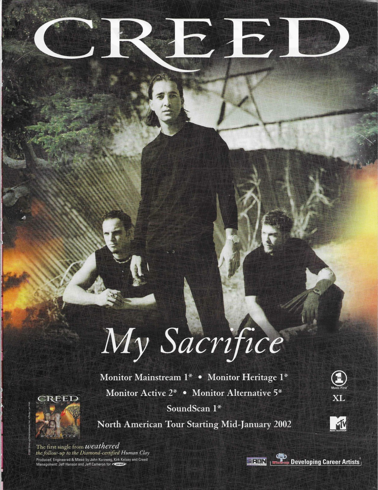 Scott Stapp CREED Rare Sacrifice 2001 PROMO TRADE AD Poster of Weathered MINT