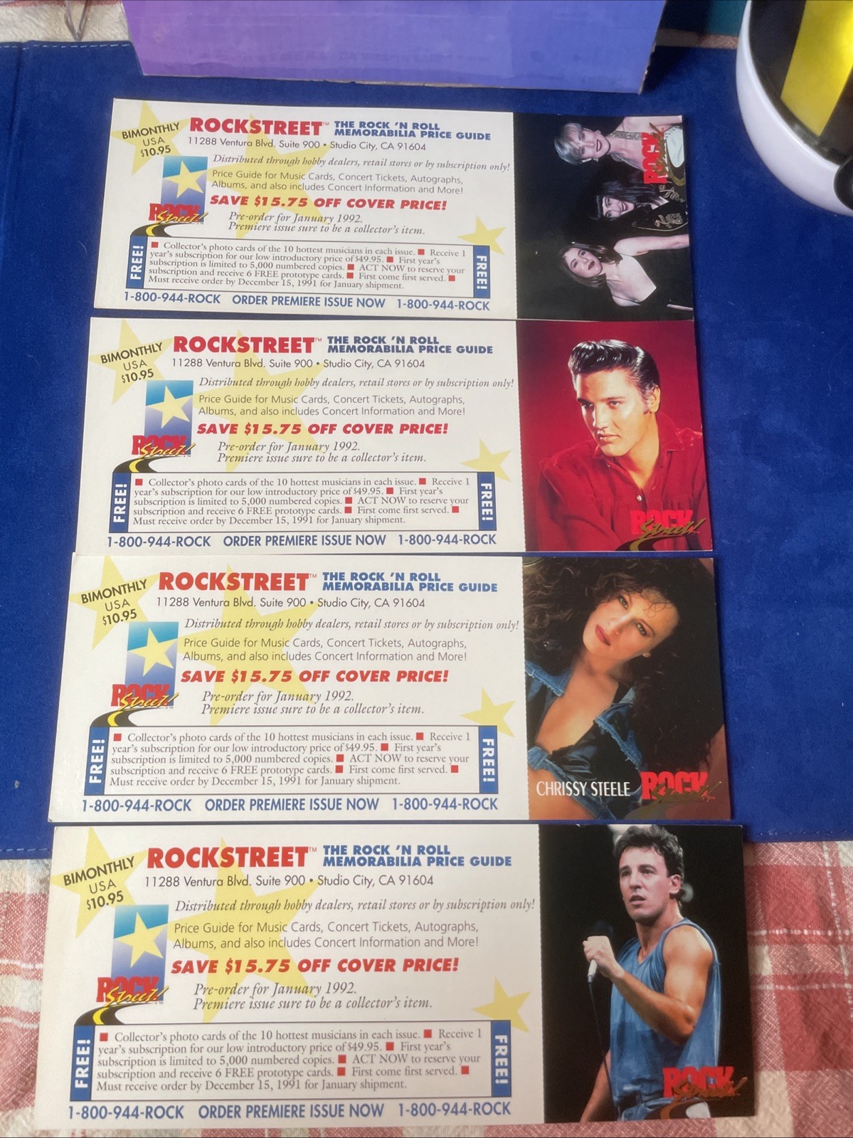 Lot Of 4 1991 ROCK STREET MAGAZINE PREMIERE ISSUE ORDER FORM PANEL Elvis