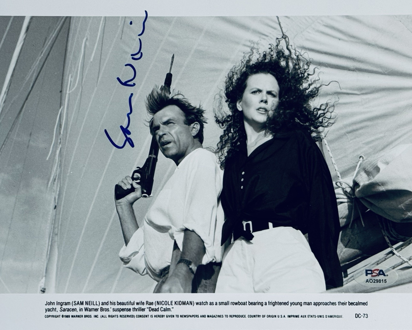 RARE PSA DNA COA Sam Neill Signed ✍️ 8×10 Photo Dead Calm /w Nicole Kidman