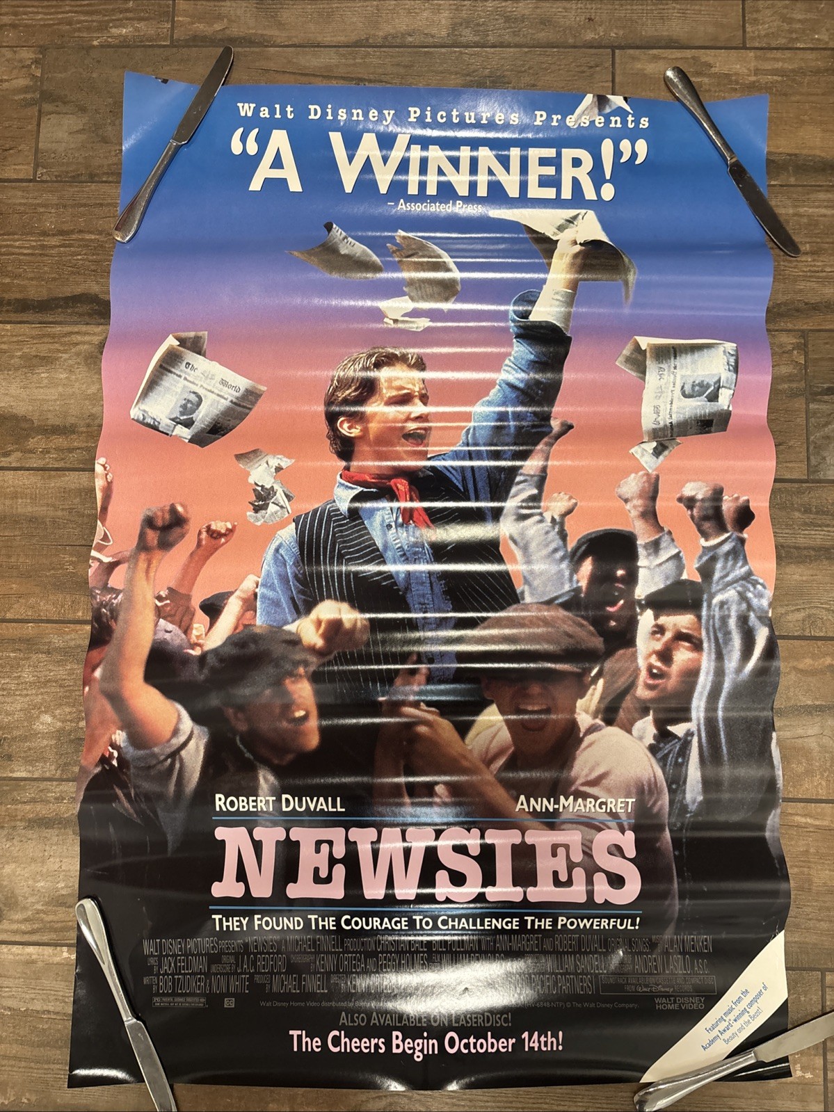 Vintage Newsies Poster Walt Disney Home Video Promo Buena Vista Rolled 26×38 in