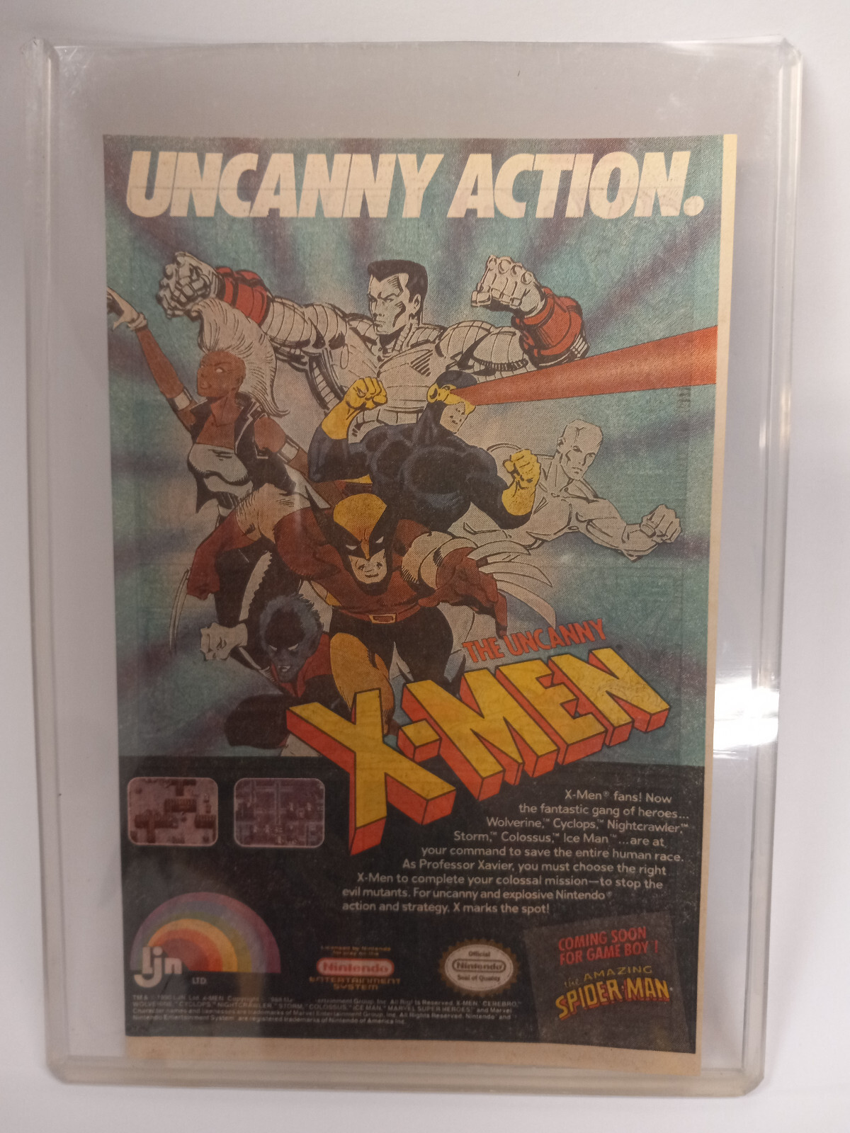 Mini Poster / Ad Video Game 80’s -90’s 6.5×9.5 W/ Case ( X-Men NES LGN ) 1990