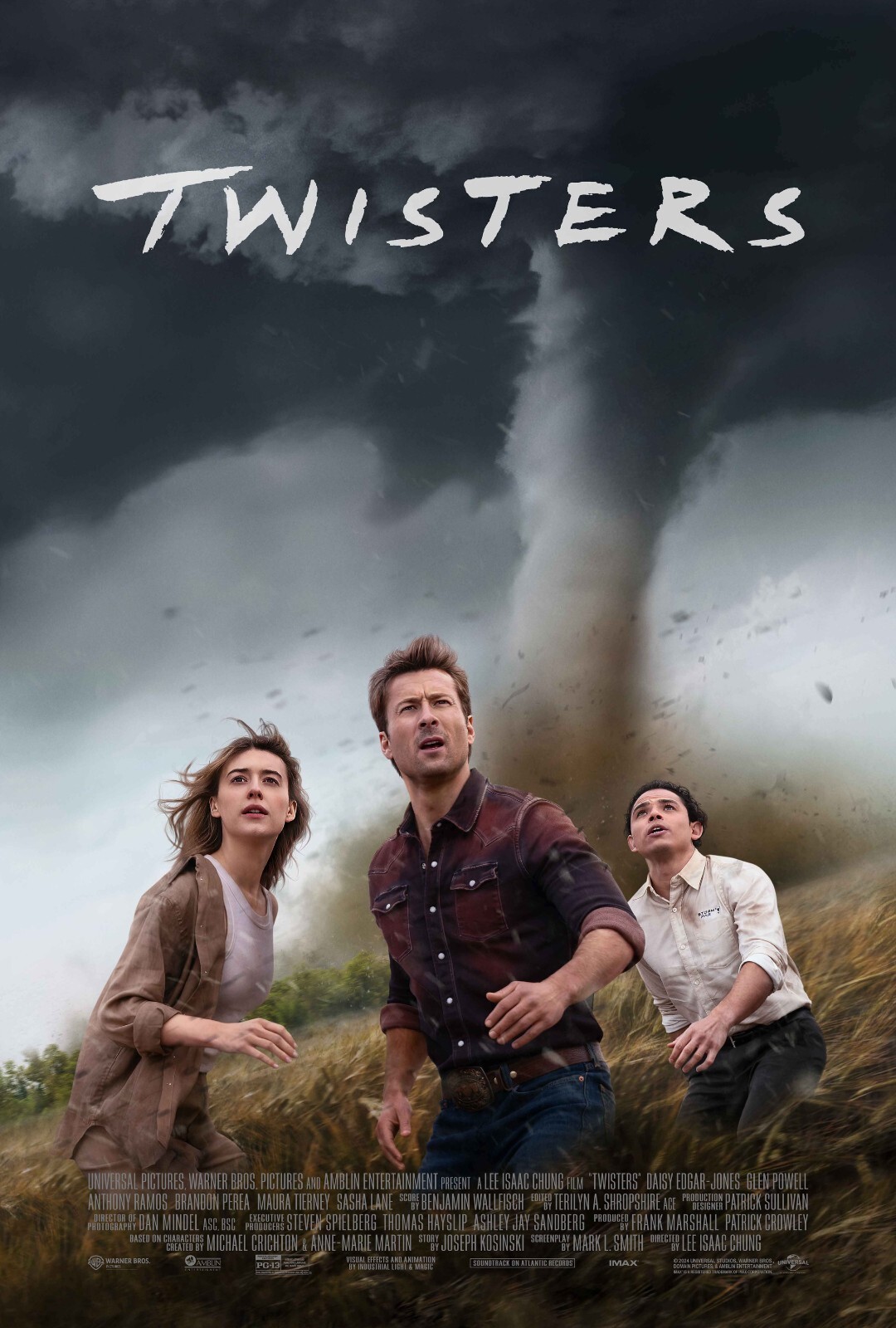 Twisters movie poster (g) – 11″ x 17″ inches – Glen Powell