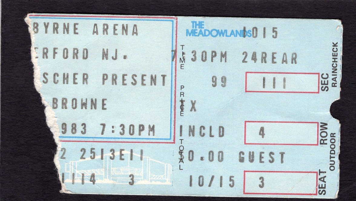 1983 Jackson Browne concert ticket stub East Rutherford Lawyers In Love
