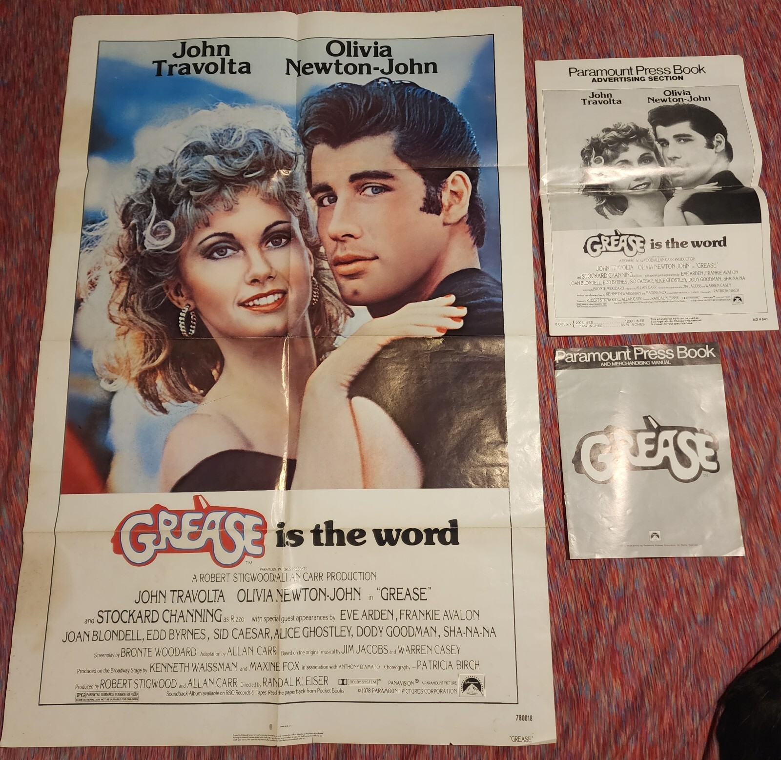 Grease 1978 original Paramount Press Book manual, advertising, and 27X41 Poster